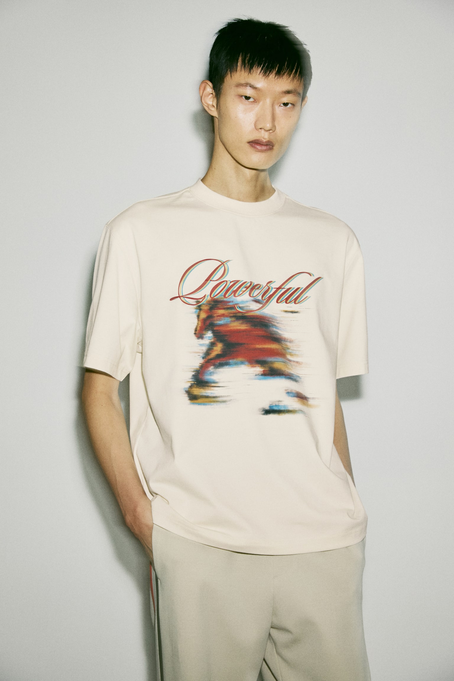 Loose Fit Printed T-shirt - Light beige/Powerful/Black/Powerful/Red/Always powerful/Purple/Unity - 4