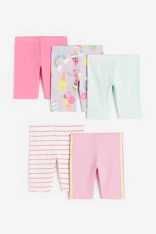 5-pack cycling shorts - Pink/Light blue/Light orange/Leopard print/Light pink/Kittens/Light beige/Butterflies - 1