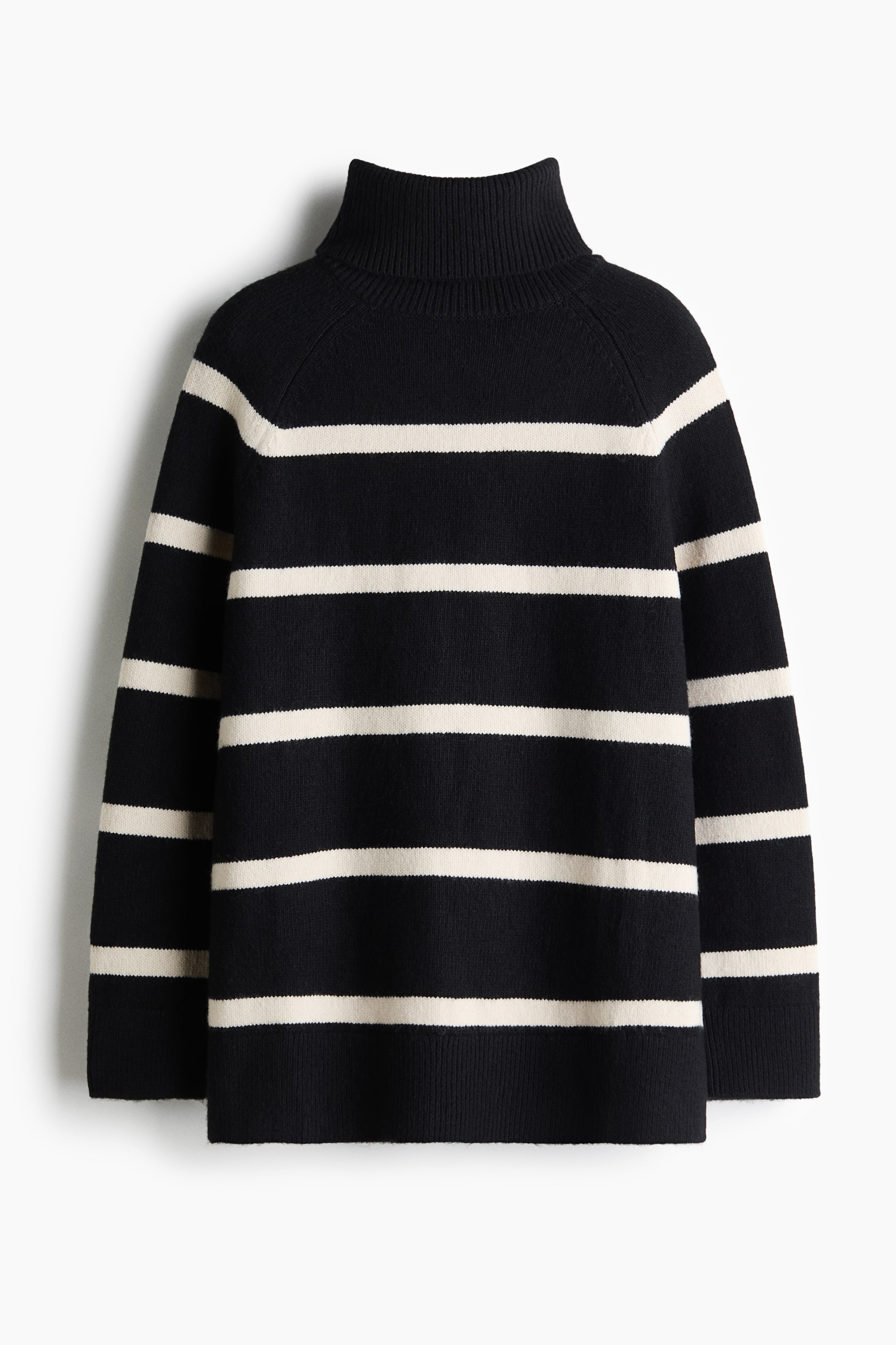 View larger image: Oversized polo-neck jumper - Black/Striped - Ladies | H&M 1