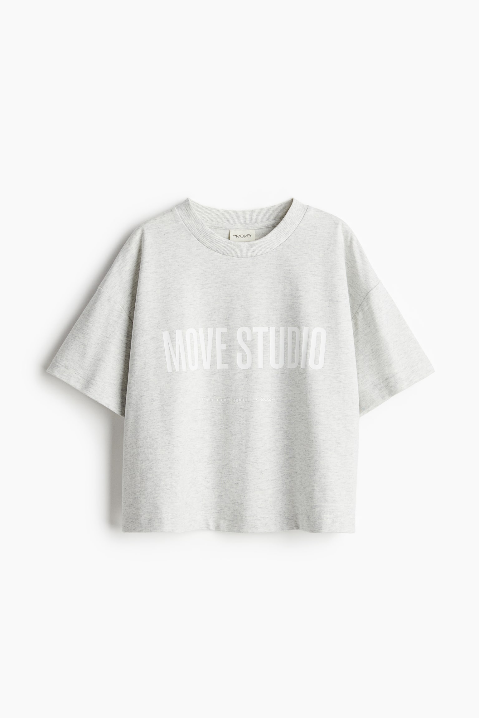 Cropped sports top in DryMove™ - Light grey marl/Move Studio/White/Move Studio - 1