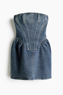 Timglasformad bandeauklänning i denim