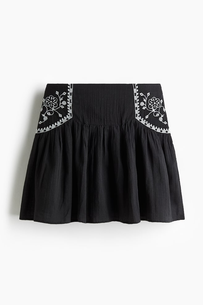 Embroidered Skirt - Black - 1