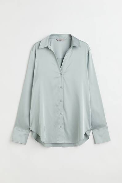 V-neck blouse - V-neck - Long sleeve - Light turquoise - Ladies | H&M GB