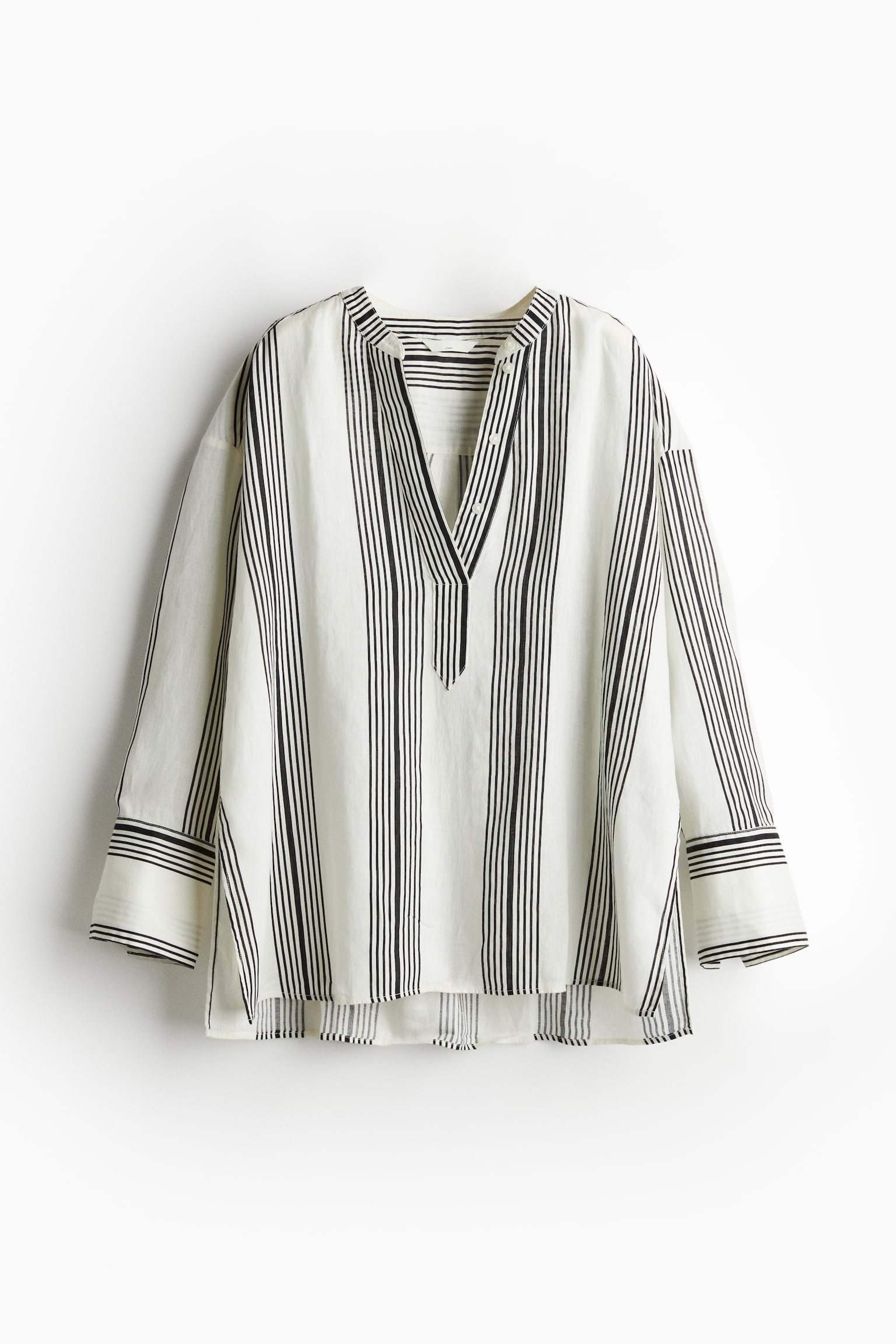 Chemise popover en lin - Blanc/rayé/Blanc/rayé/Blanc - 2