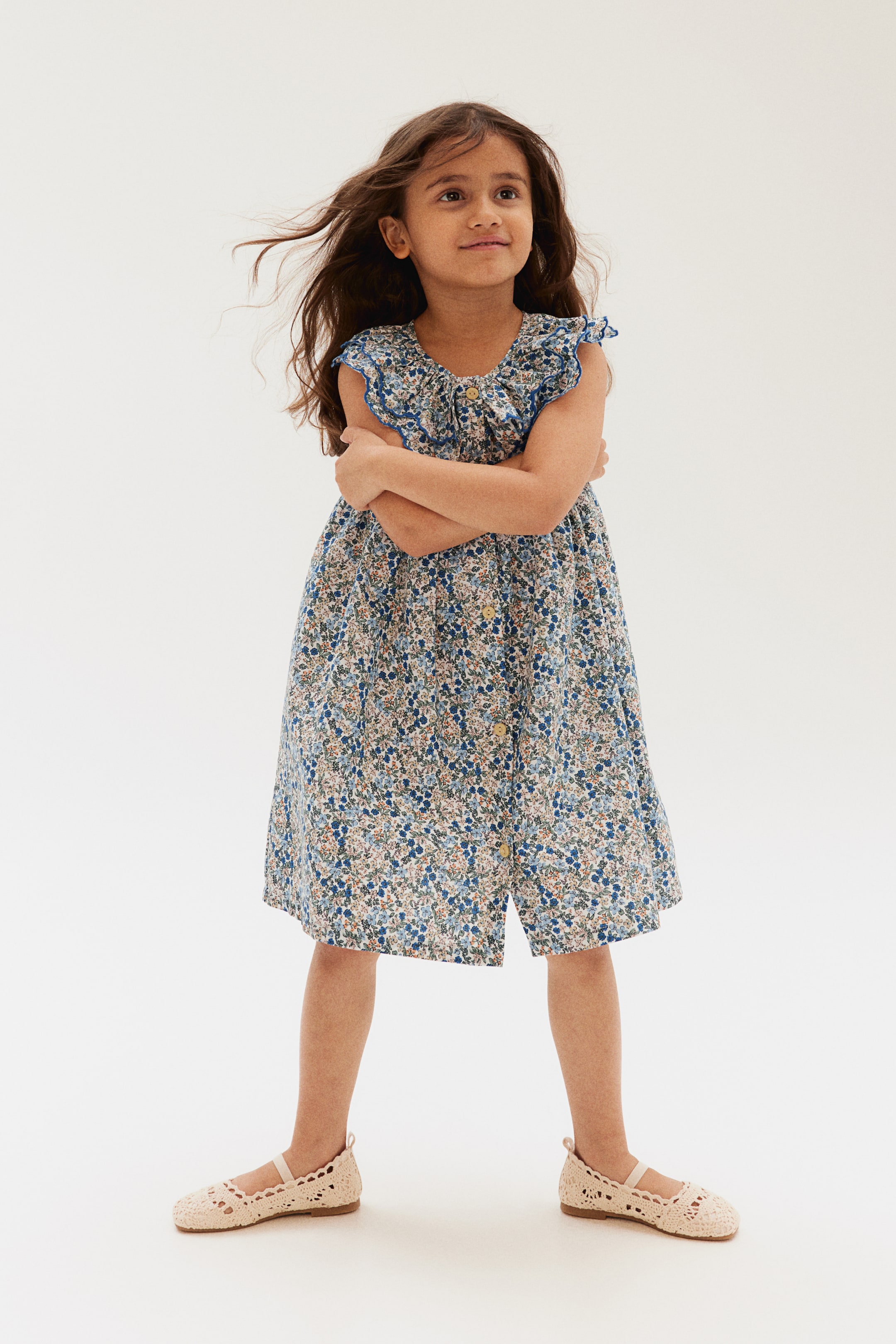 Cotton Muslin Dress - Blue/floral - Kids | H&M US