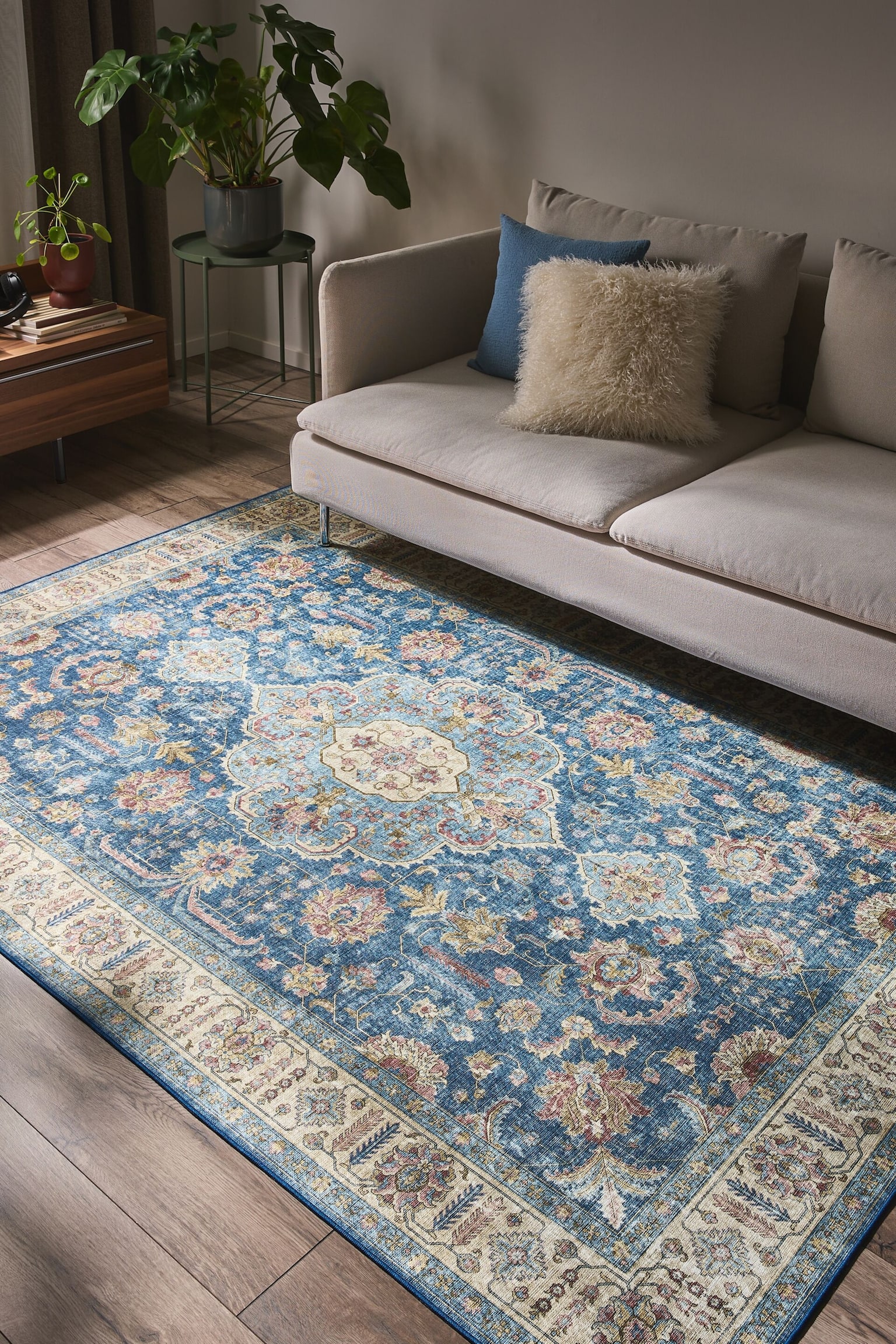 Alfombra Lavable Laury - Azul/Beige - 2