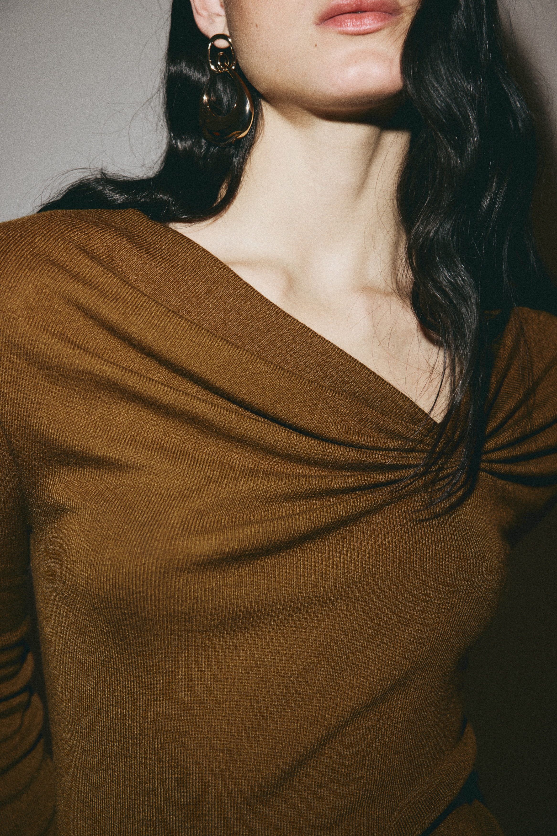 Draped viscose-blend top