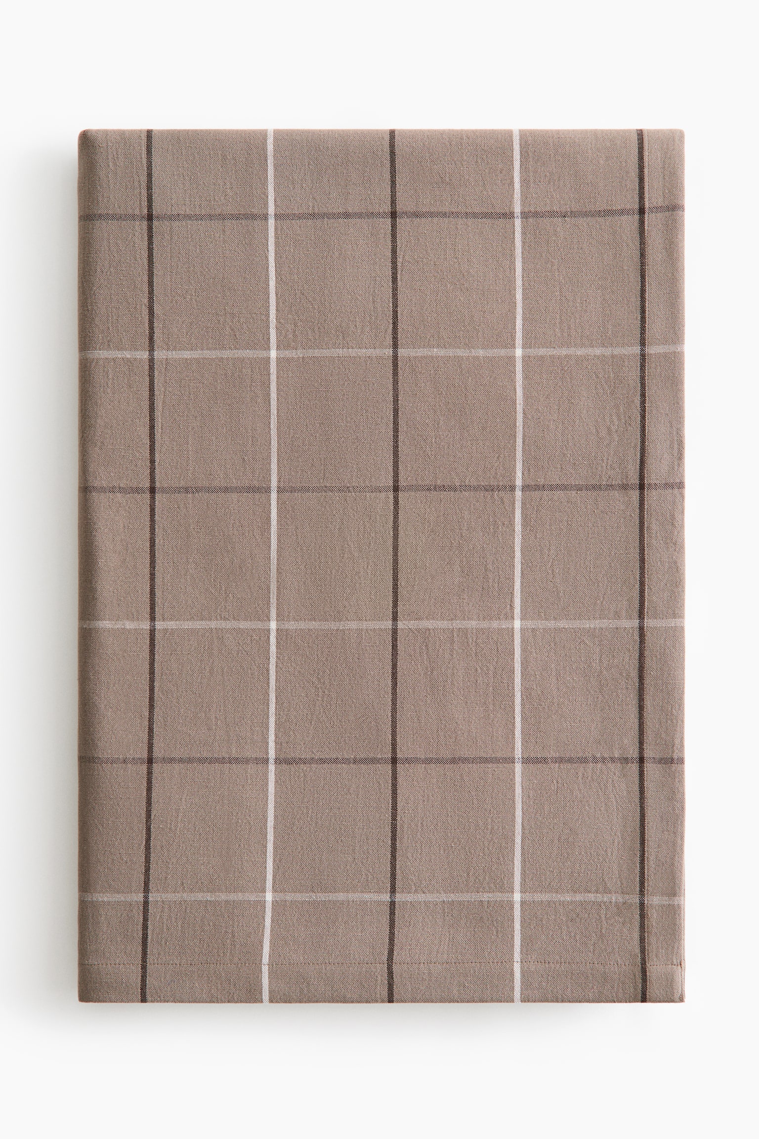 Patterned Linen-Blend Tablecloth - Taupe/checked/Cream/blue striped/Cream/brown striped/Dusty blue/checked/White/checked/White/beige striped - 1