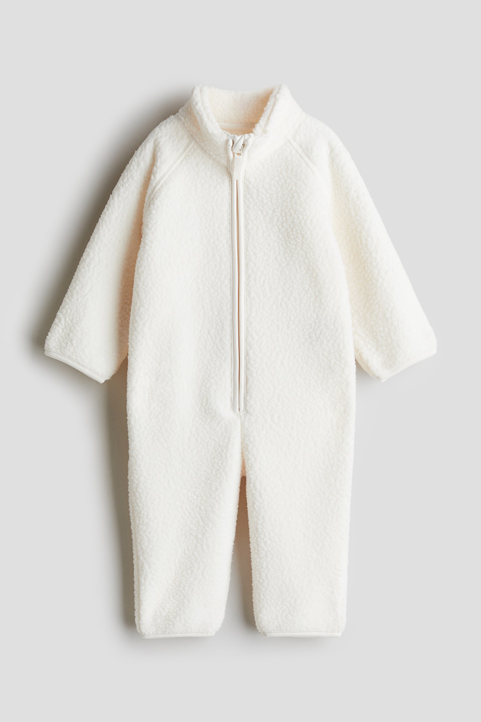 Fleece pramsuit - White/Beige/Light grey marl - 1