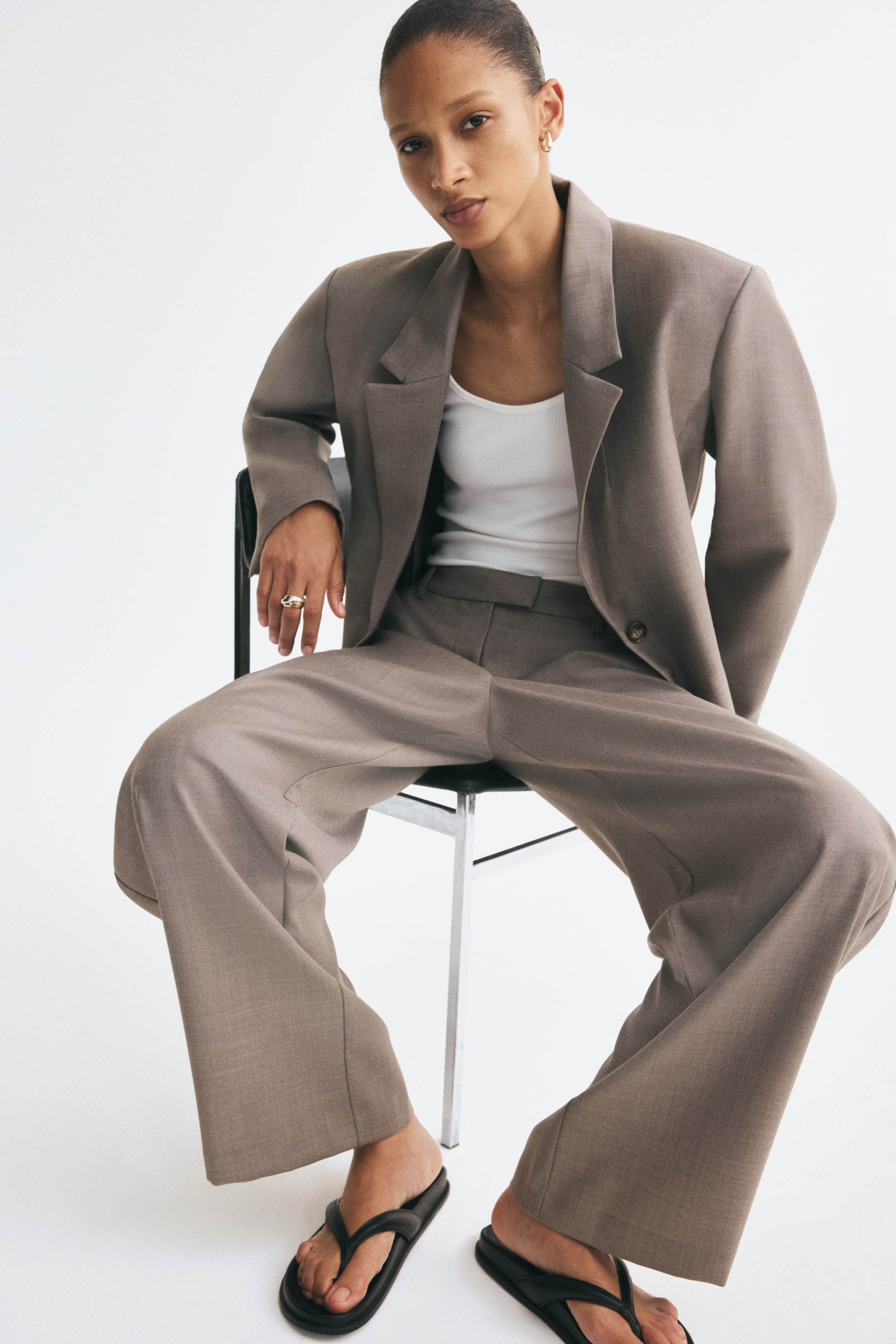 Wool-Blend Cutout Pants
