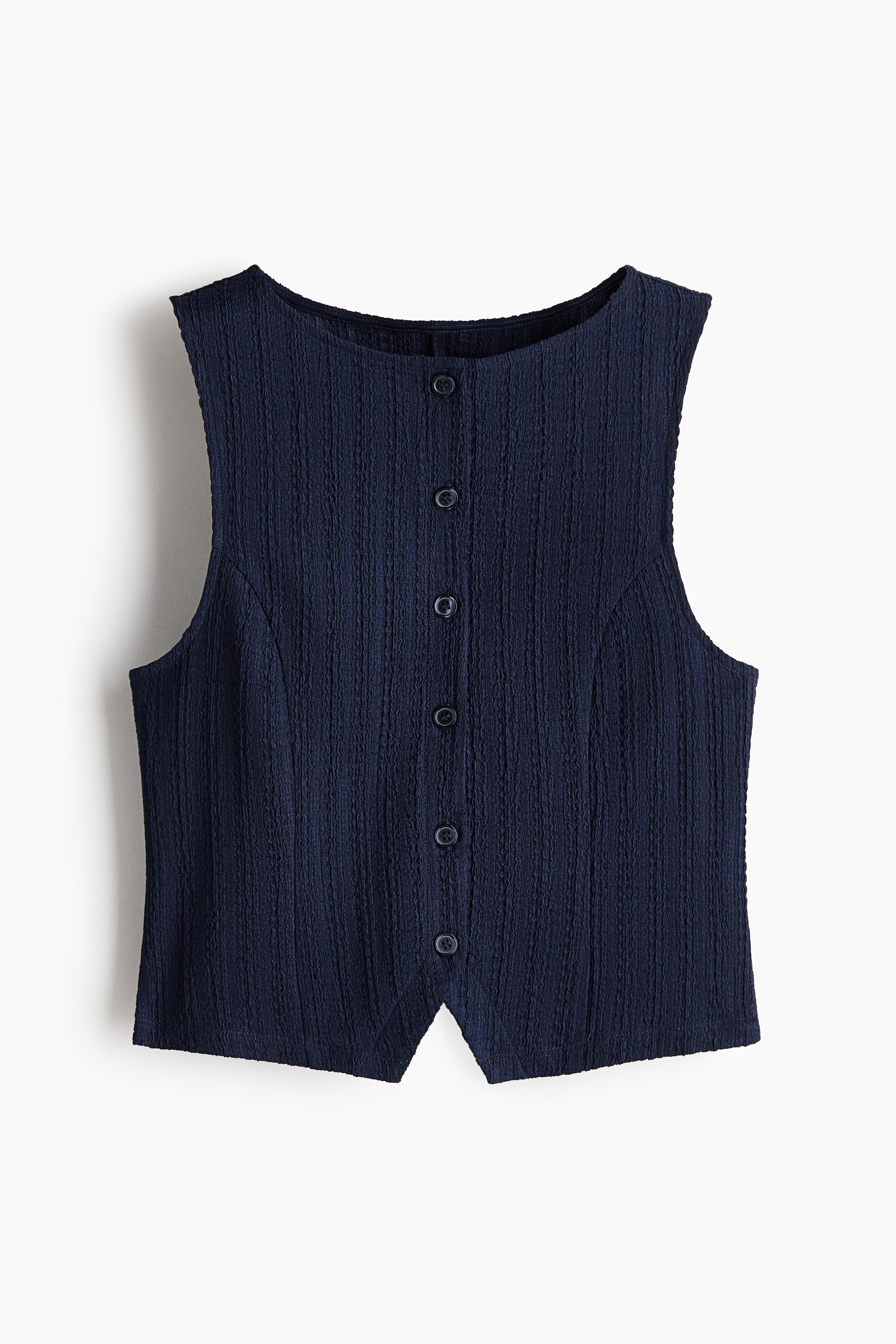 Textured Jersey Vest - Dark blue/Charcoal gray/Light beige