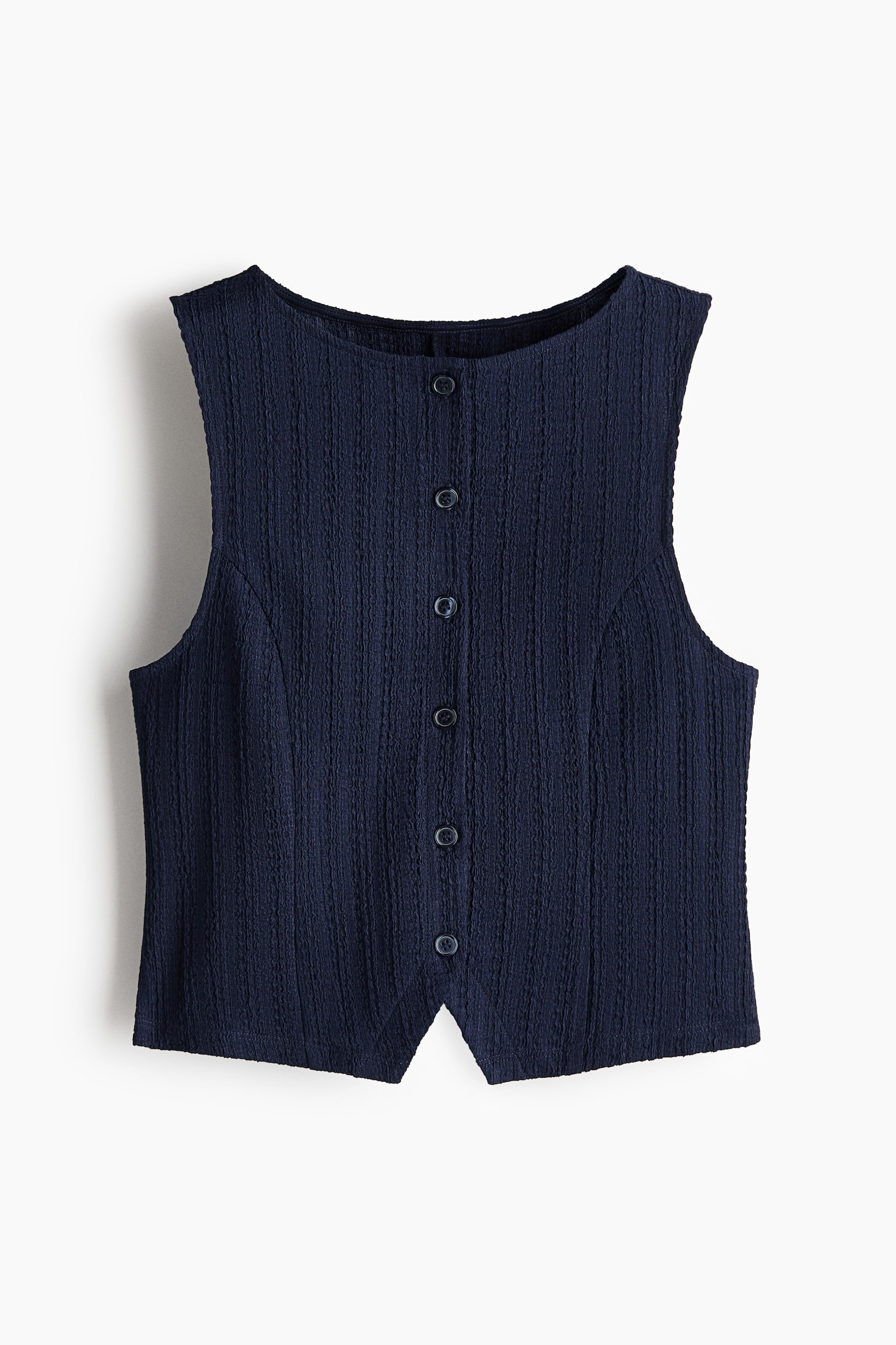 Textured jersey waistcoat - Dark blue/Light beige