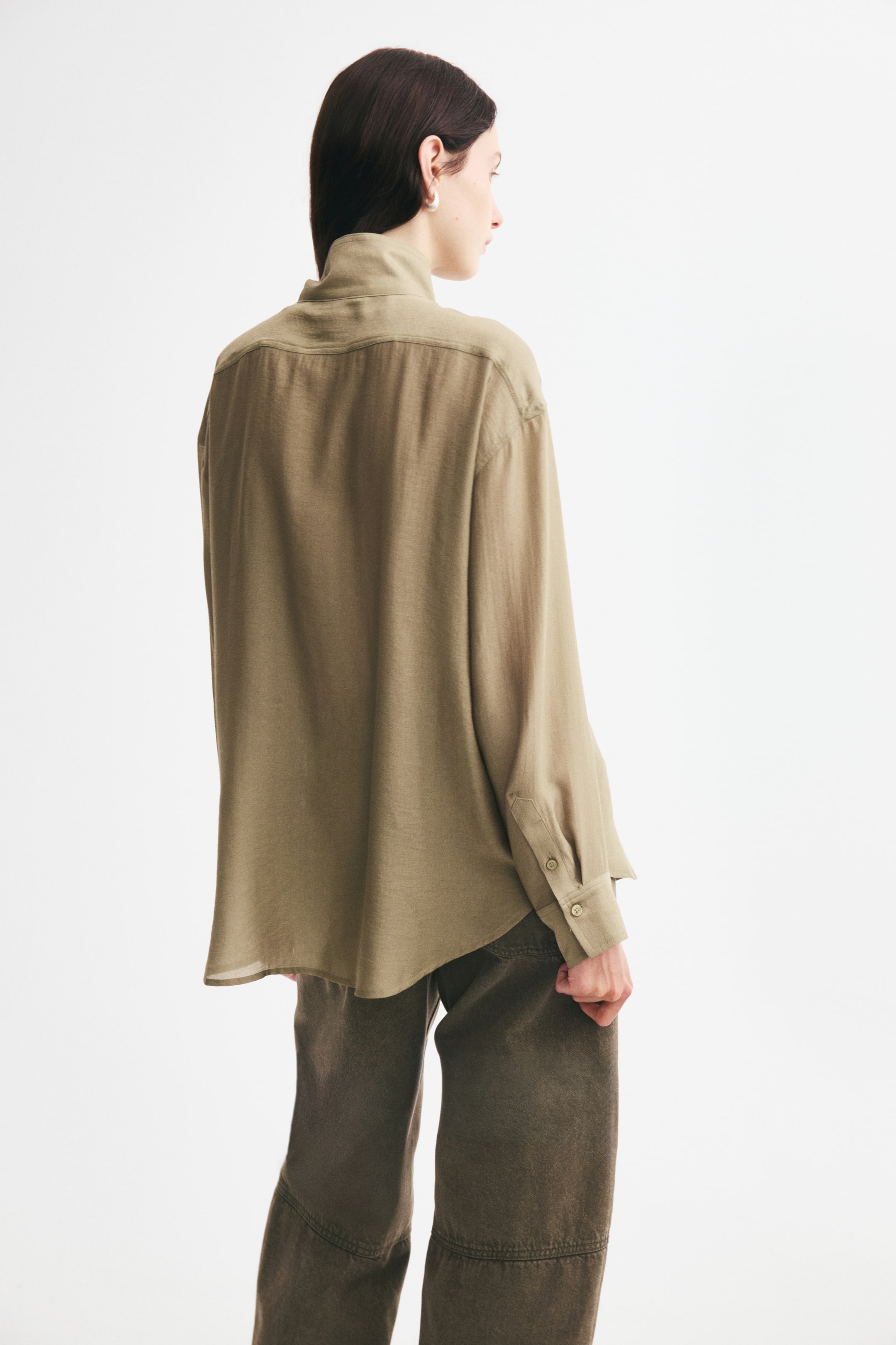 Chemise grande taille à col droit