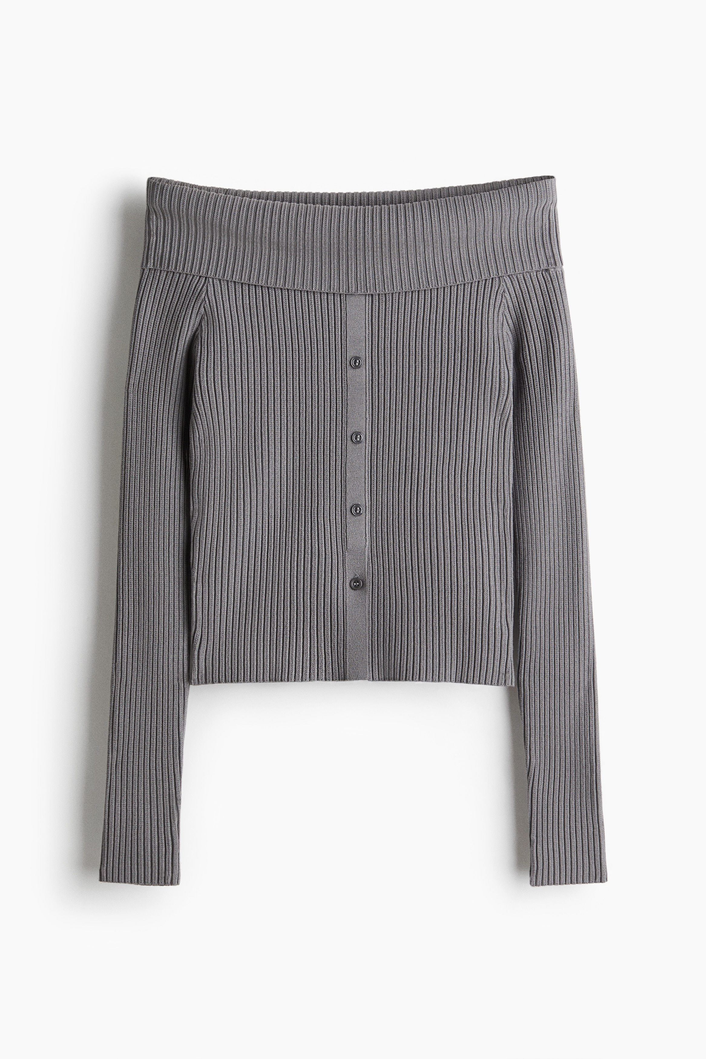 H & M - オフショルダー リブトップス - グレー