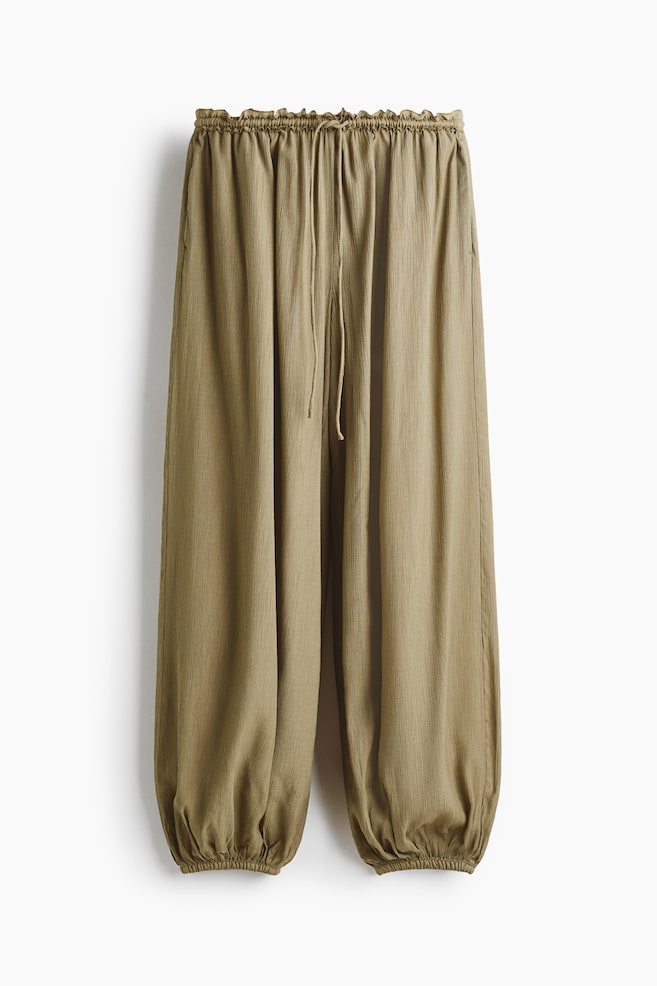 Balloon drawstring trousers - Light khaki green/Dark brown/Light peach pink - 1