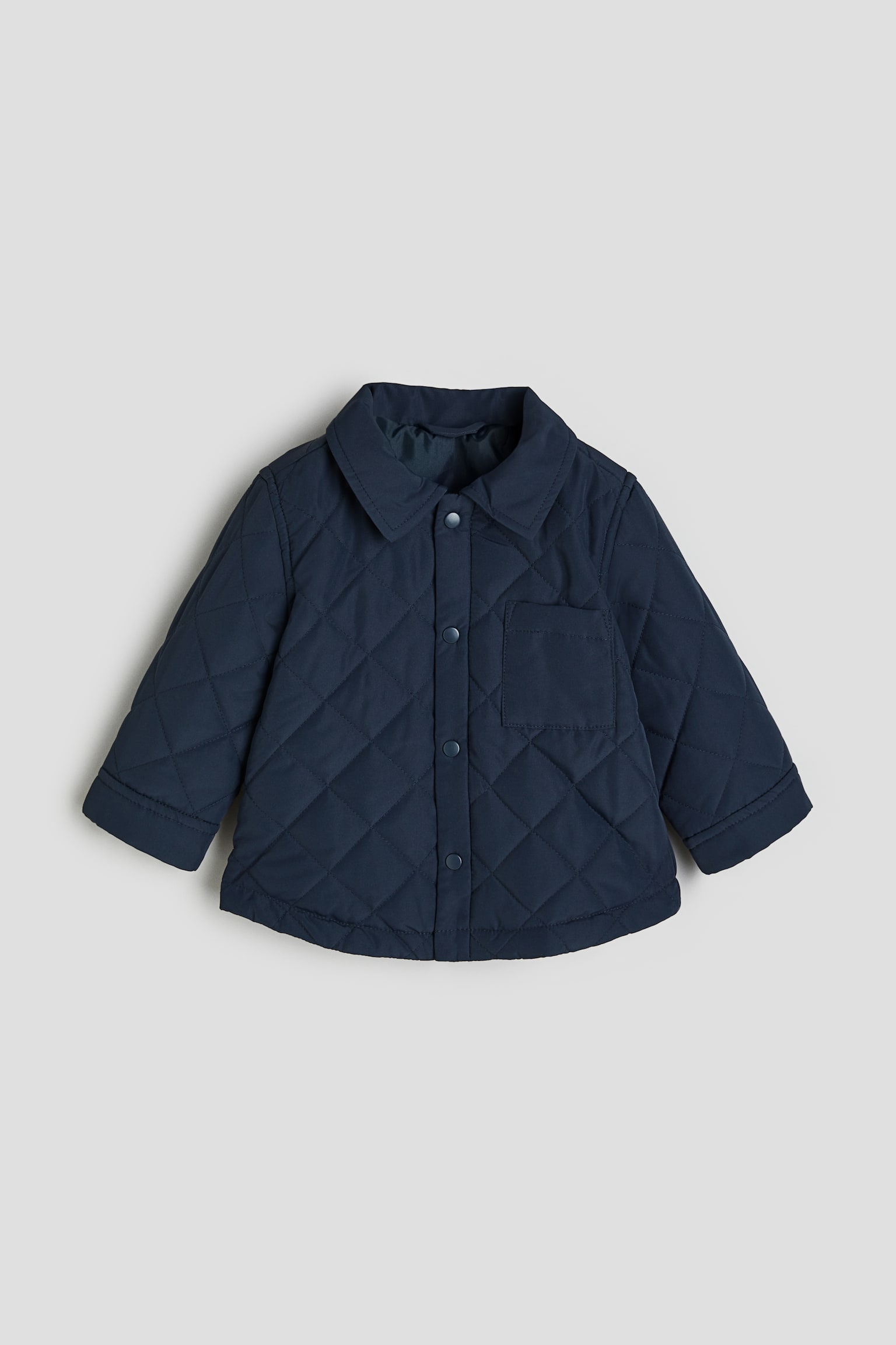 Quilted Shirt Jacket - Navy blue/Light khaki green - 1