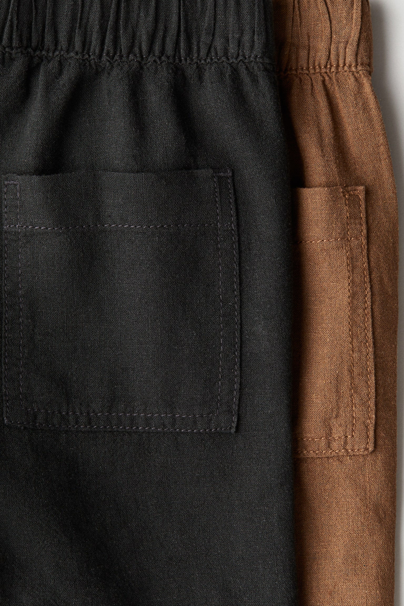 2-pack linen-blend shorts - Black/Light brown - 5