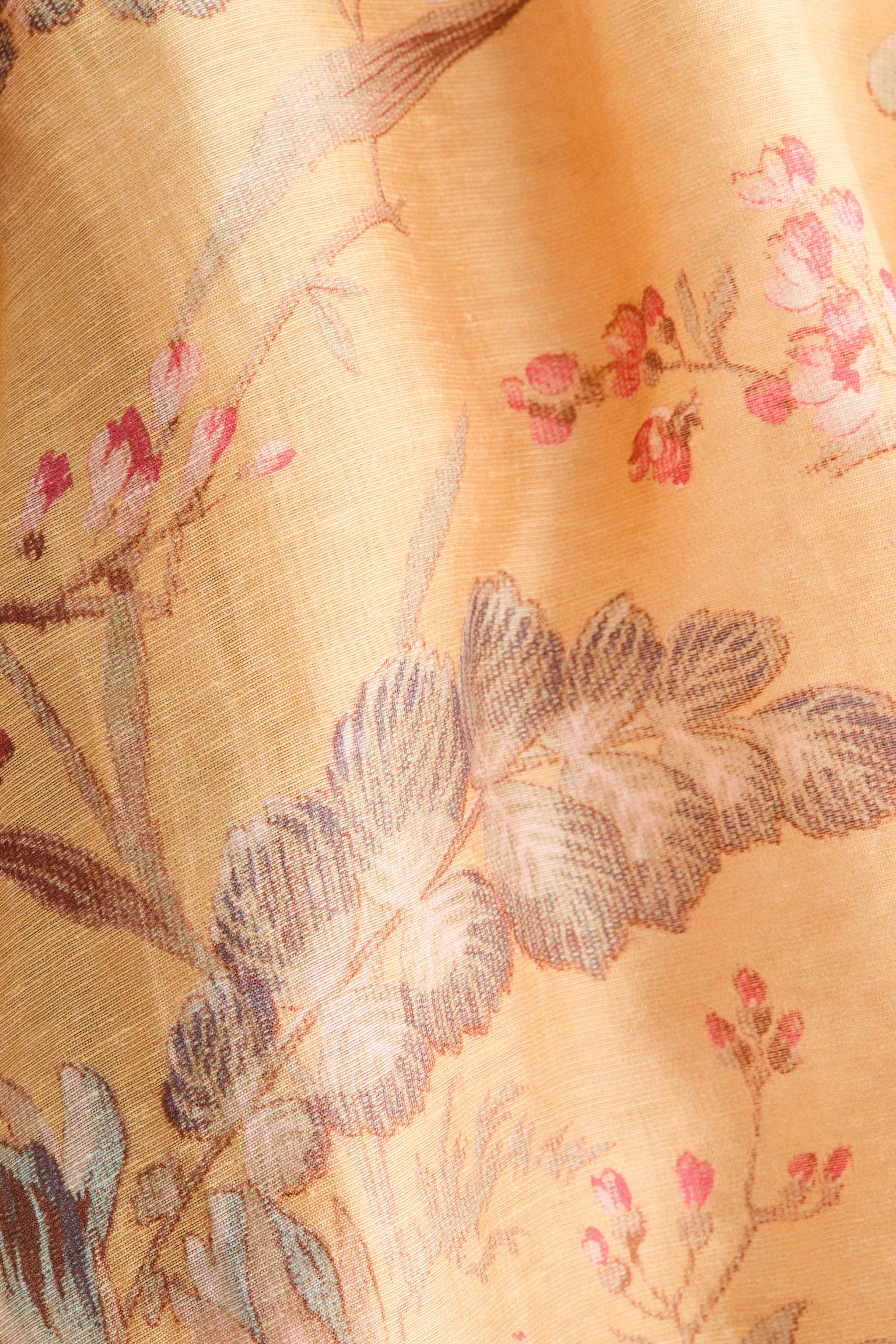 Linen-blend peplum blouse - Yellow/Floral/Black/Floral - 4