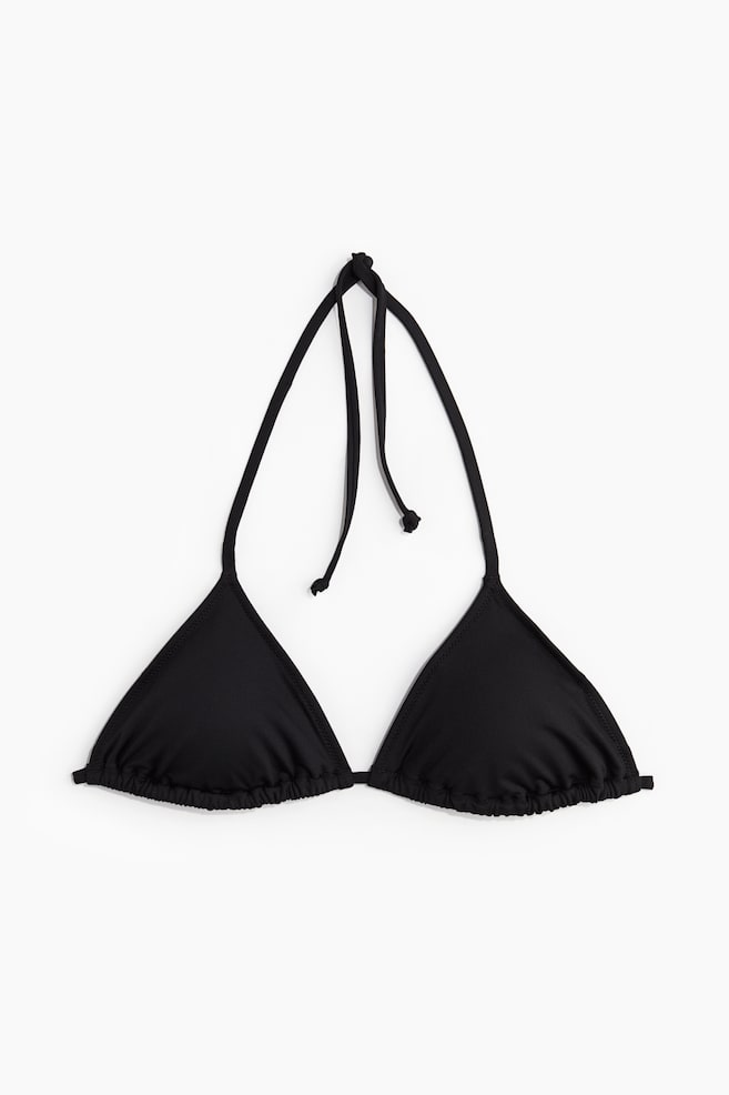 Top de bikini triangular con relleno - Negro/Blanco/Estampado verde - 1