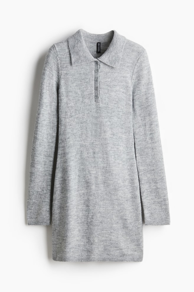 Abito dolcevita in maglia fine - Grigio chiaro mélange/Nero - 1
