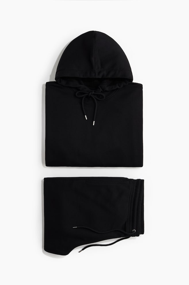 2-piece Loose Fit Hoodie and Joggers Set - Black/Dark blue - 1
