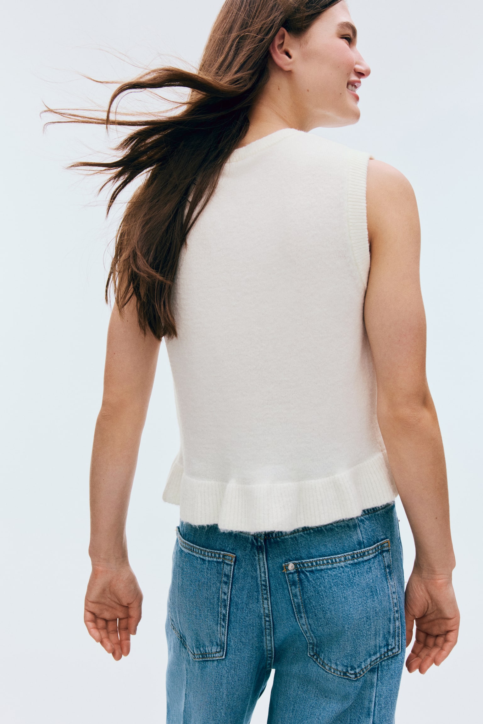 Knitted waistcoat - White/Light turquoise marl/Dark grey marl - 5