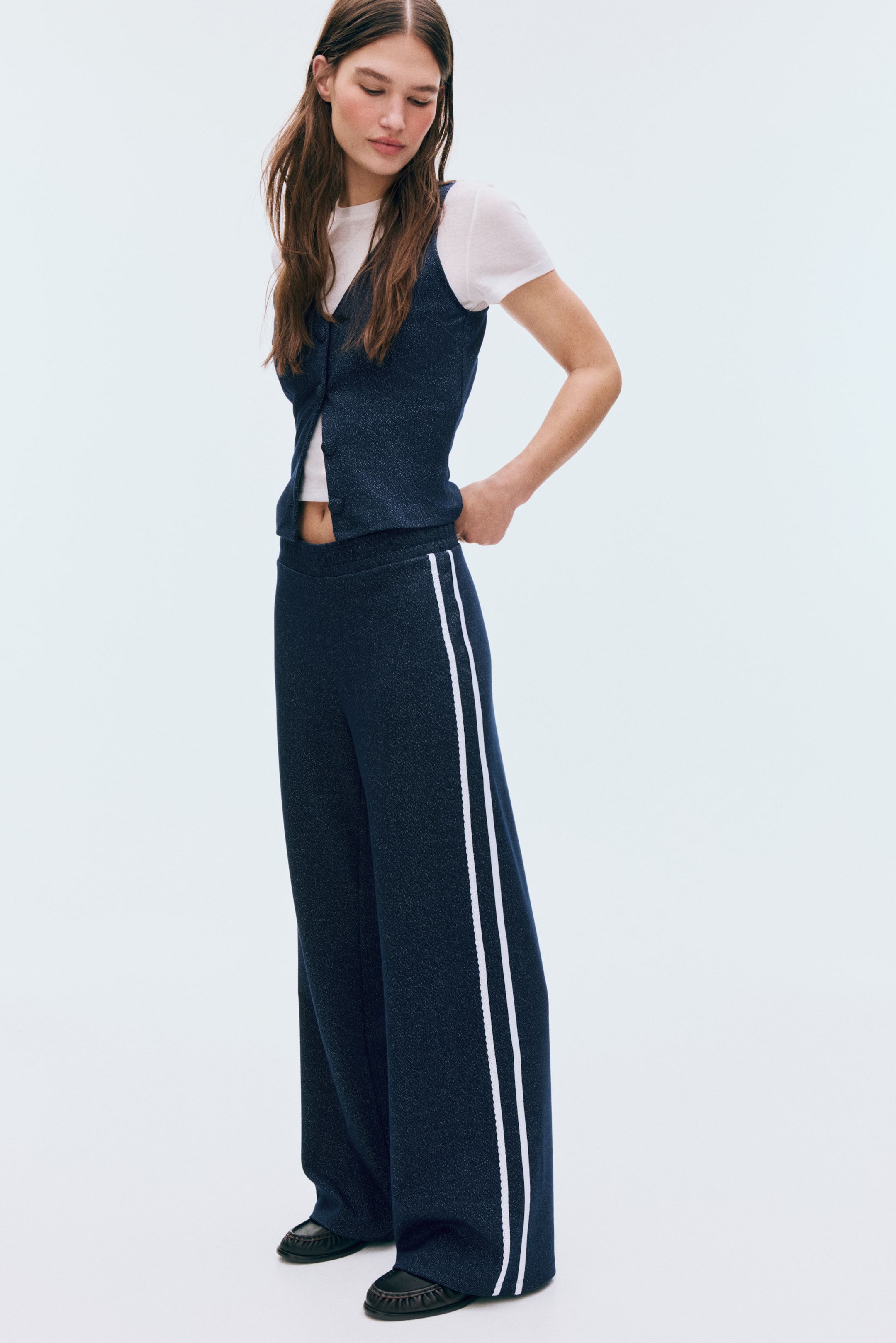 Agrandir l'image: Pantalon en jersey avec dentelle - Bleu foncé - FEMME | H&M BE 1