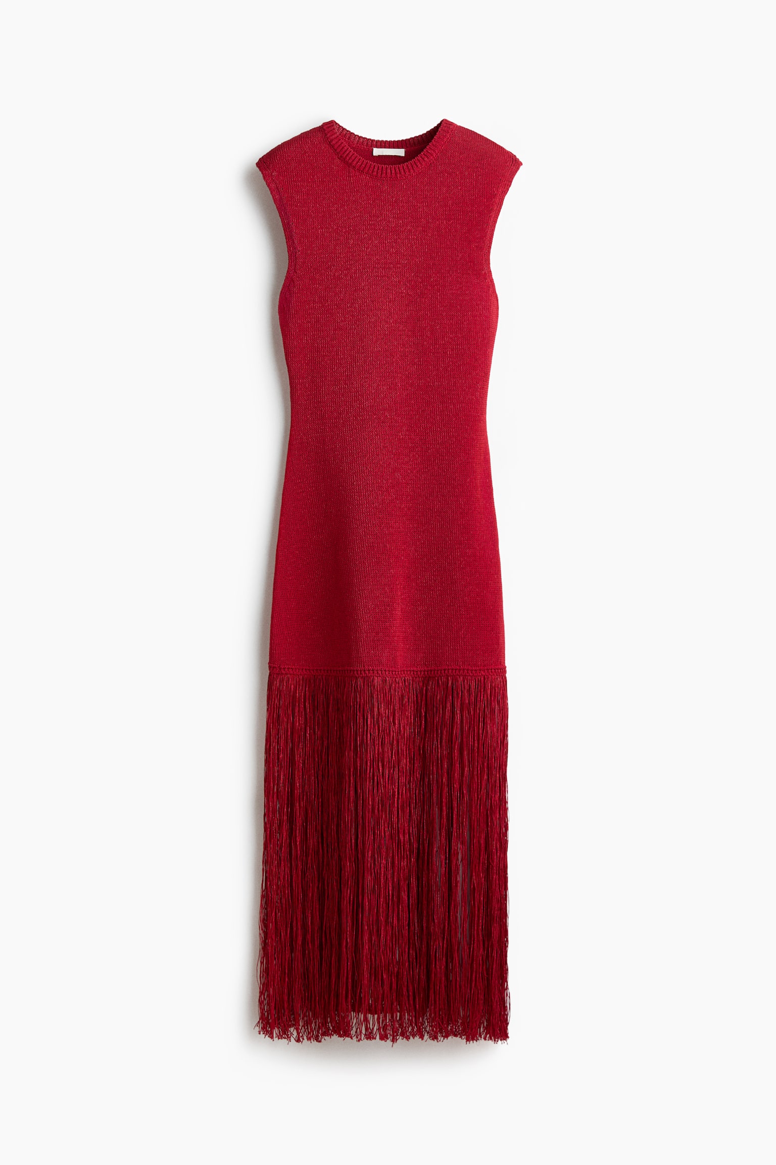 Vestido de punto con flecos - Rojo
