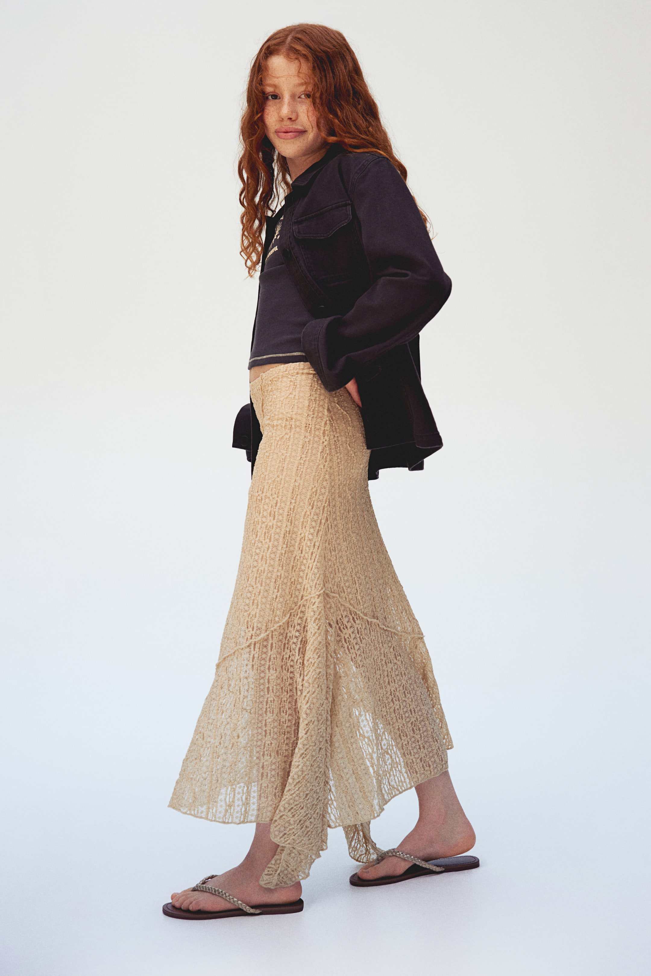 Asymmetric Lace-look Skirt