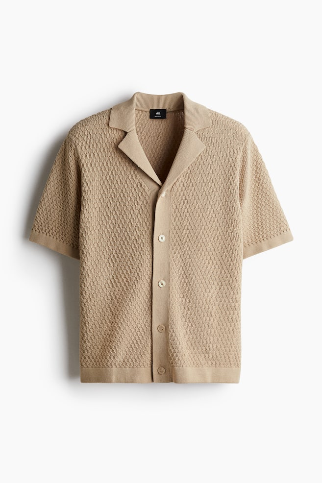 Camisa resort em malha com textura Regular Fit - Beige/Verde caqui/Branco - 1