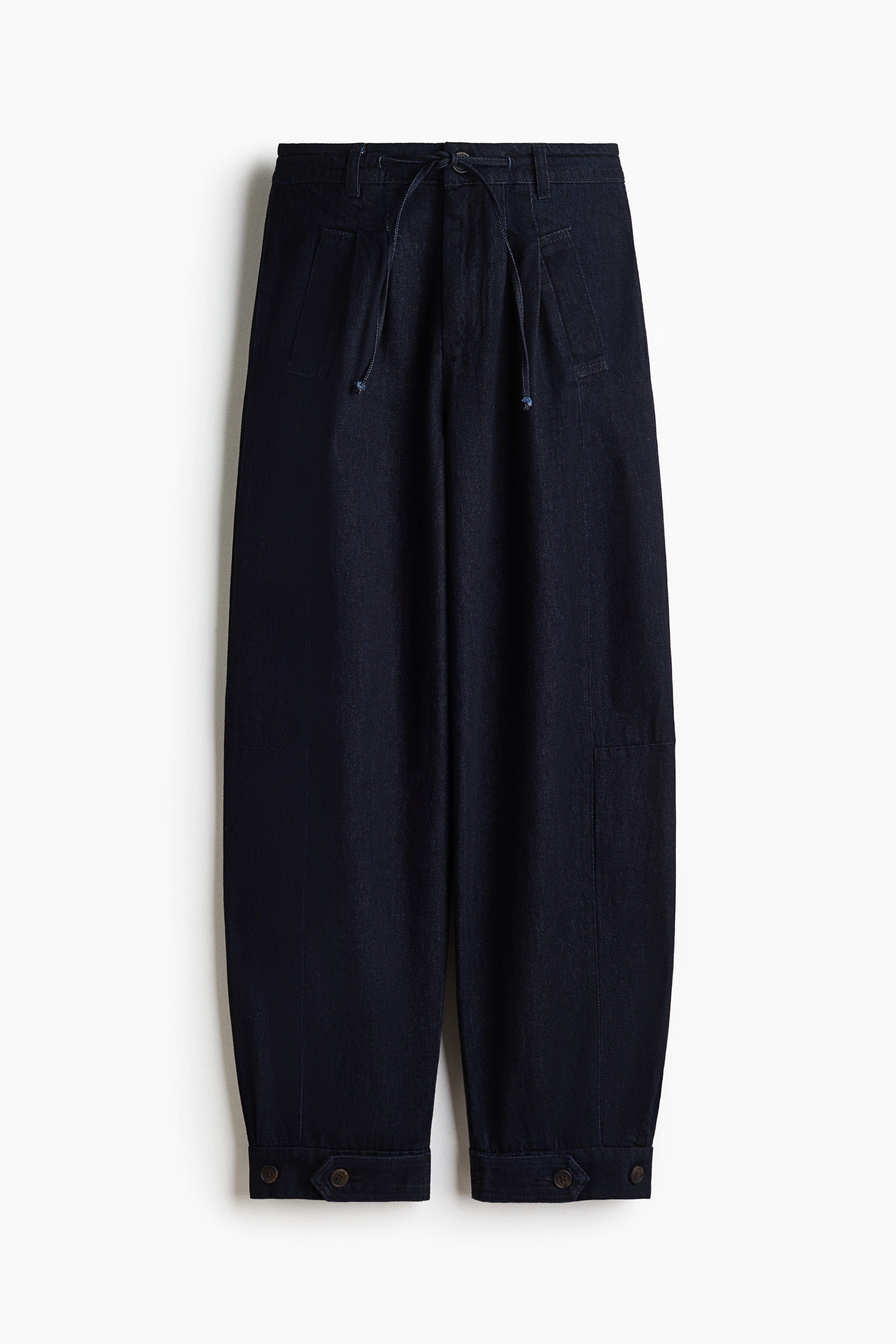 バレルレッグ デニムパンツ - ダークデニムブルー/クリーム/ブラック