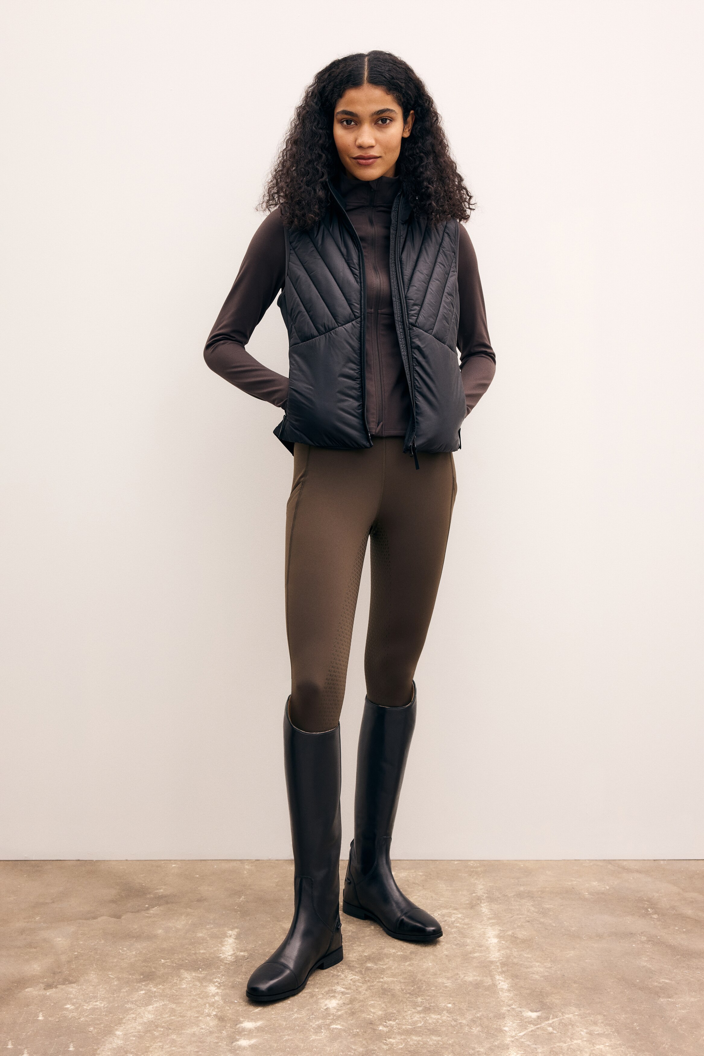 Leggings Donna EQUITAZIONE MONTA INGLESE CON GRIP GINOCCHIO con tasca per il cellulare