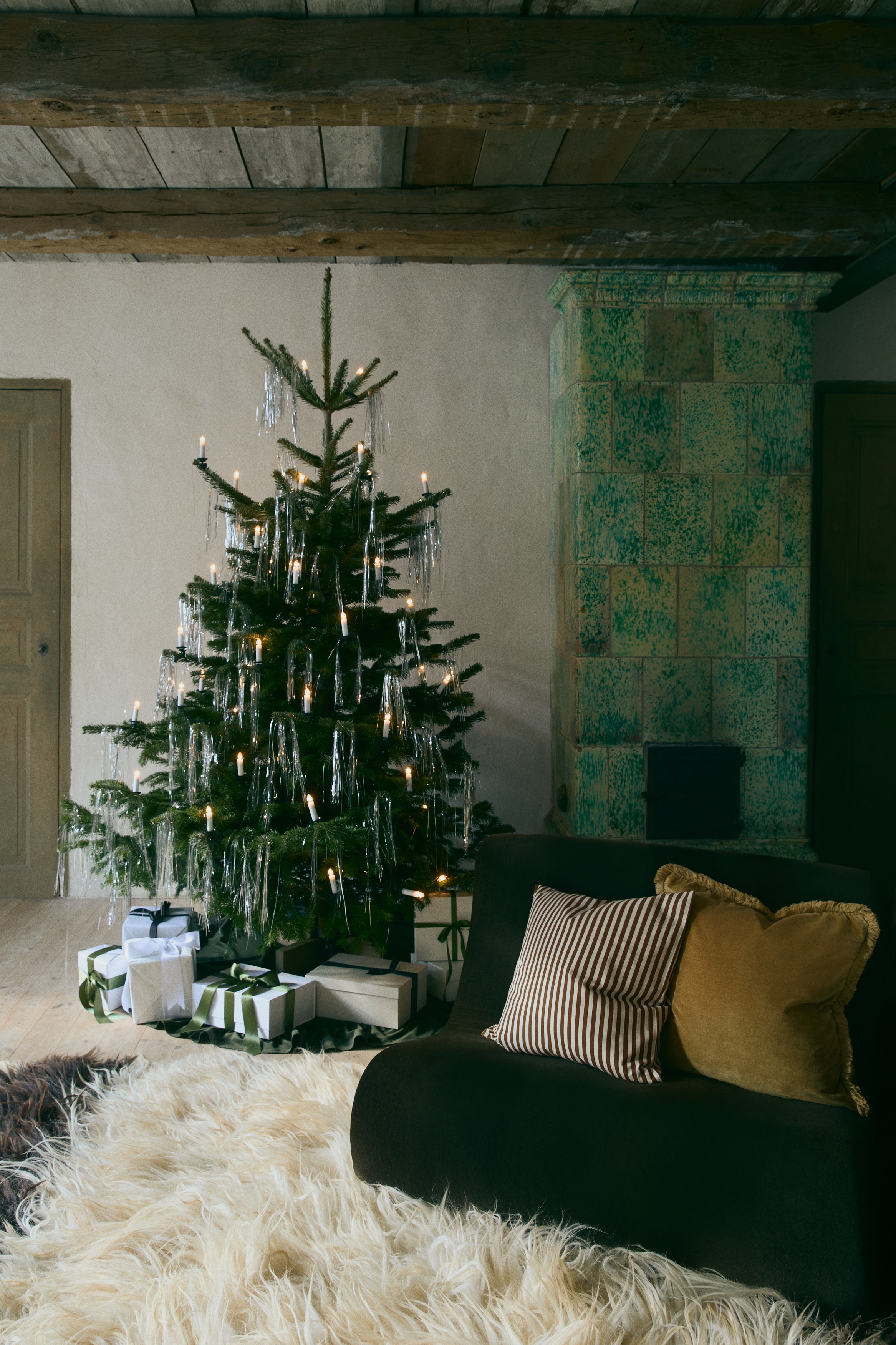 Sladěné povlaky na polštářek 2 kusy - Hnědá/proužky