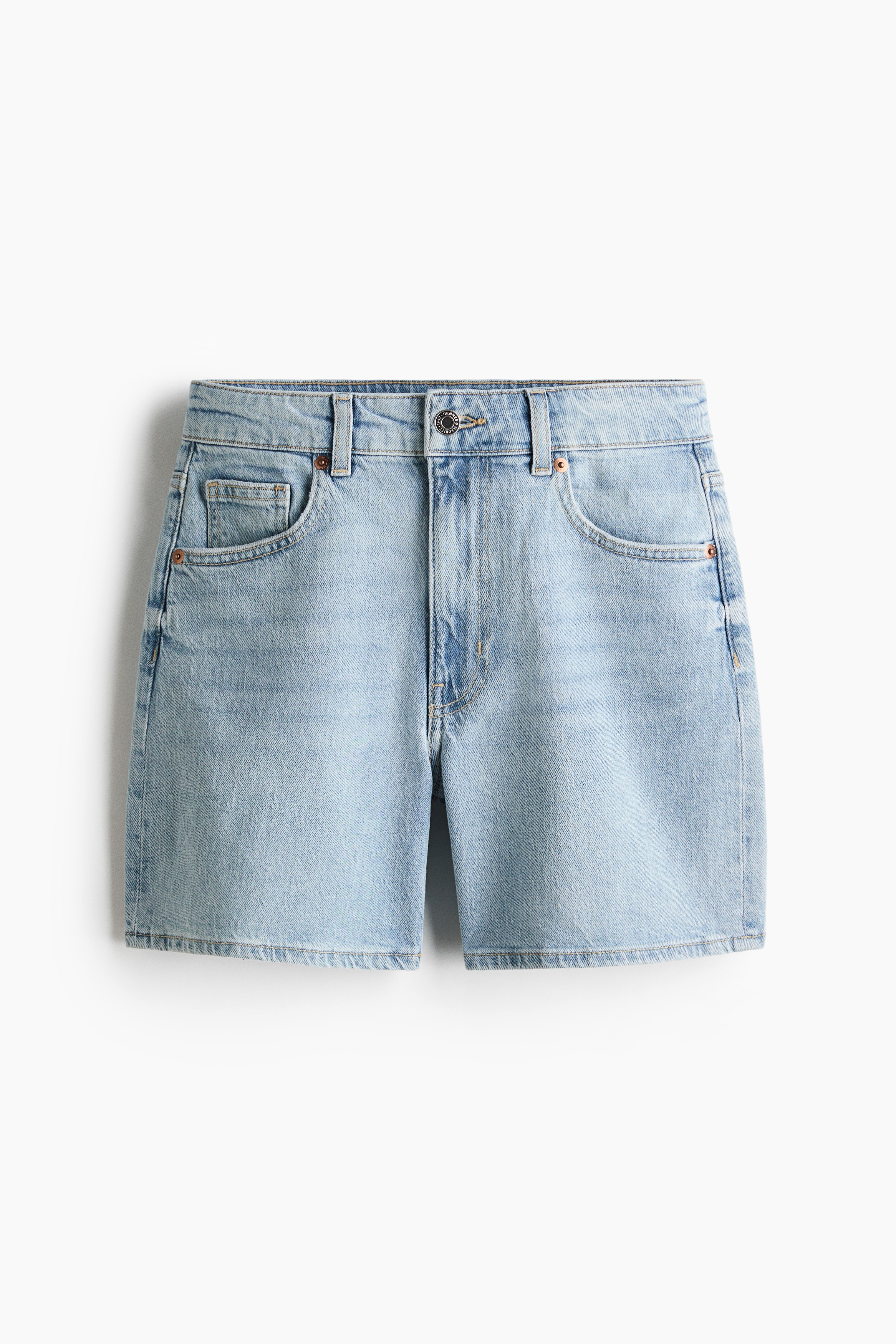 Jeansshorts mit hohem Bund - Helles Denimblau/Dunkelgrau/Denimblau/Cremefarben