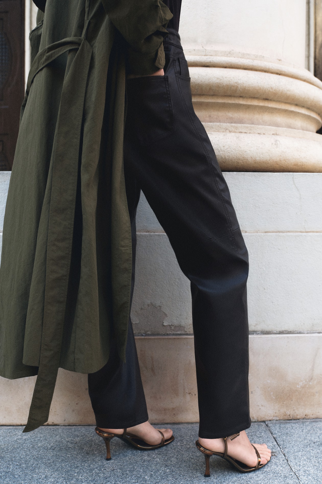 Barrel-Leg Coated Pants - image 5