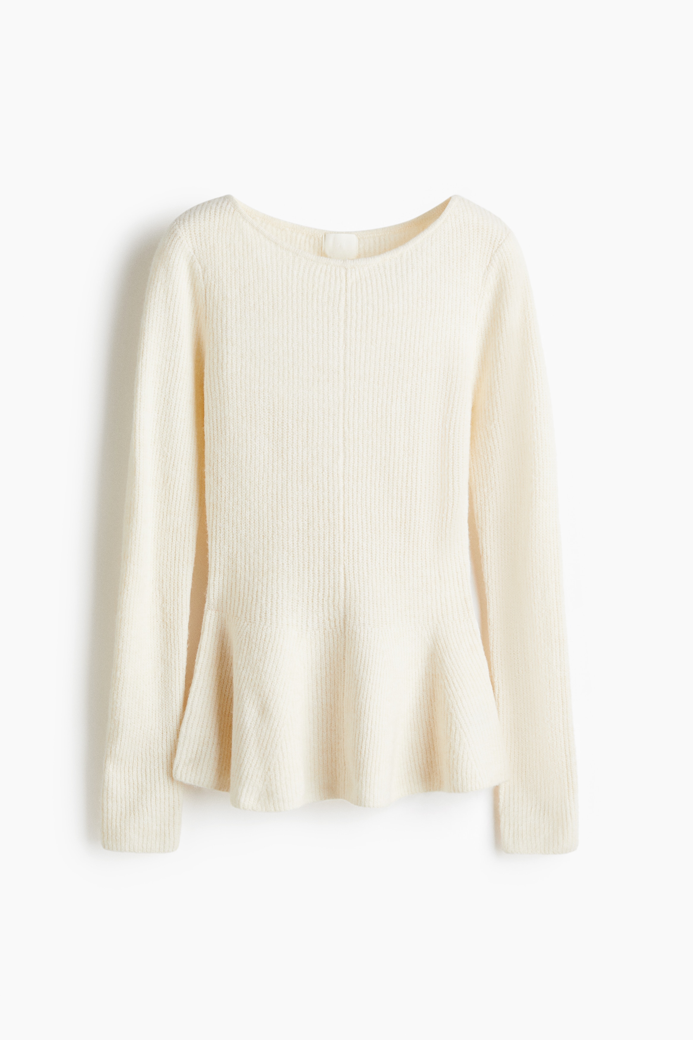 Top péplum en maille côtelée - Crème/Gris foncé/Grège chiné/Bordeaux