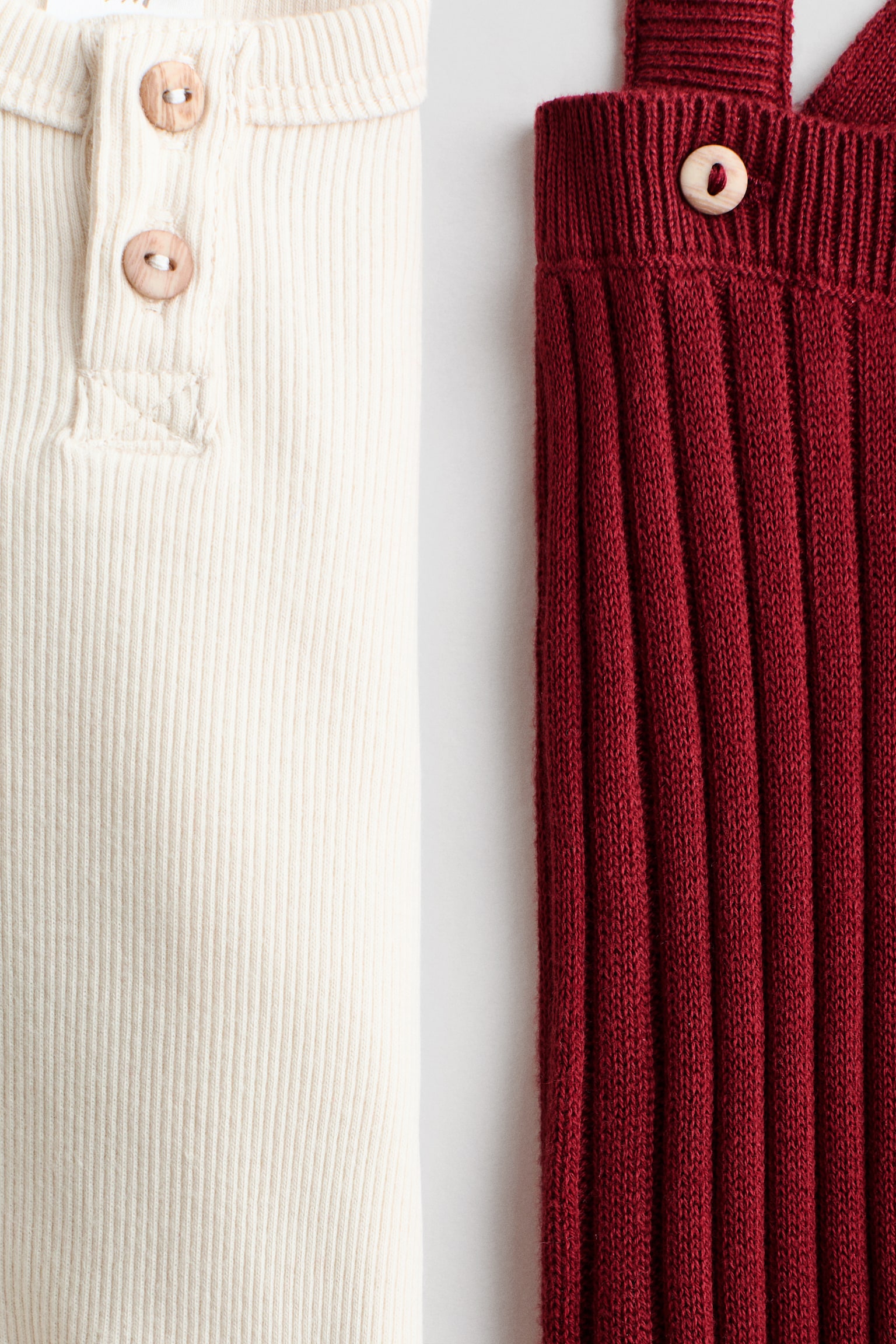 H&M 3-Piece Cotton Set, цвет: Тёмный красный / Белый — фото 3
