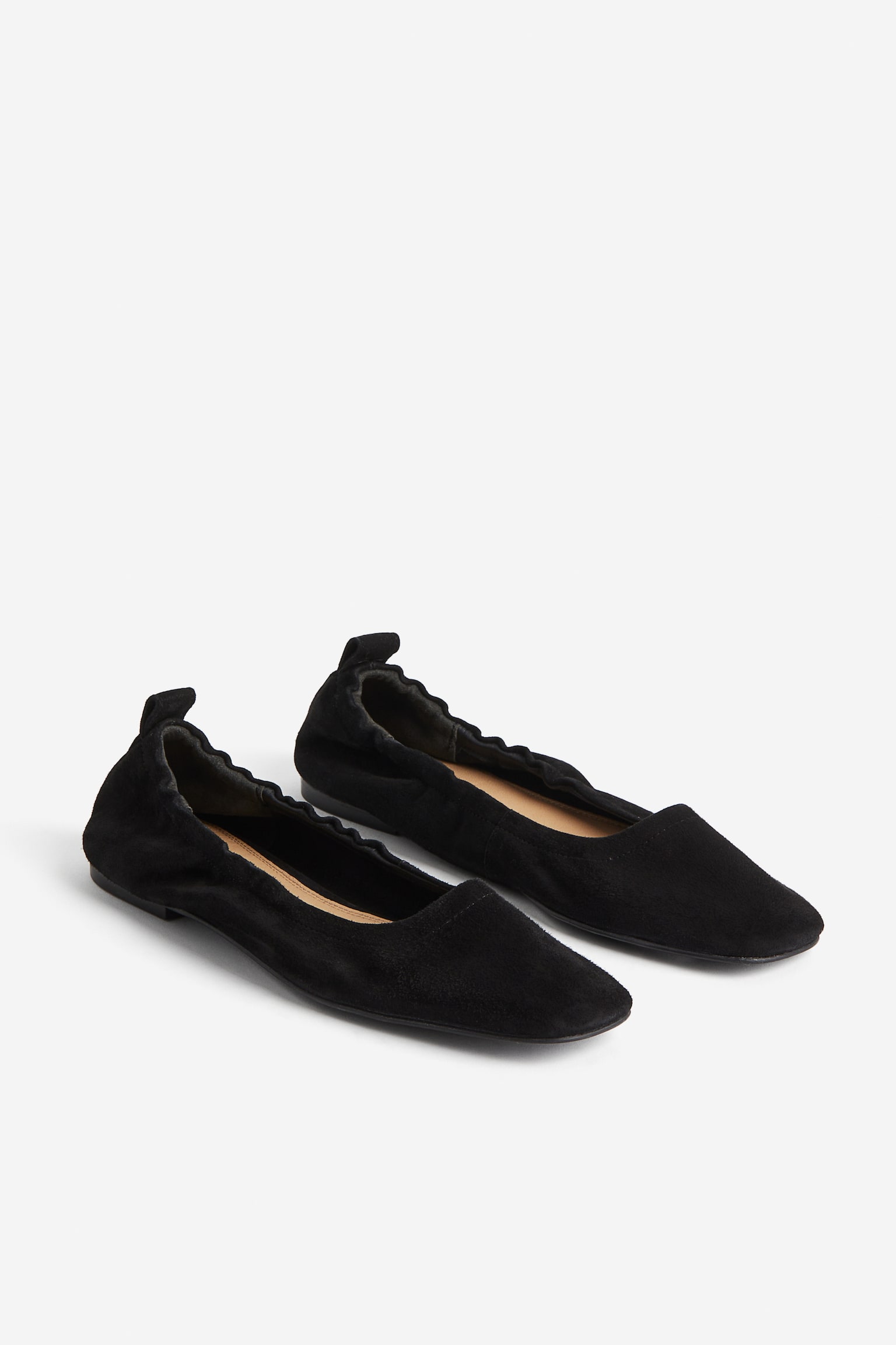 Suede ballet pumps - Black/Dark beige - 4