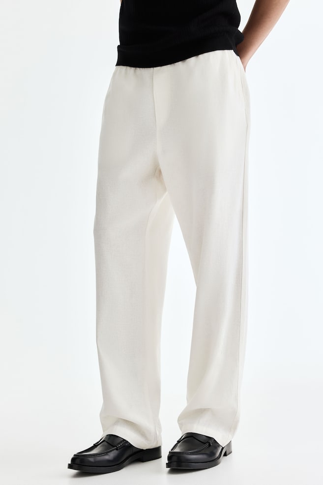 Relaxed-Fit Linen-Blend Pants - White/Black/Navy blue/striped/Light brown/White/striped - 6