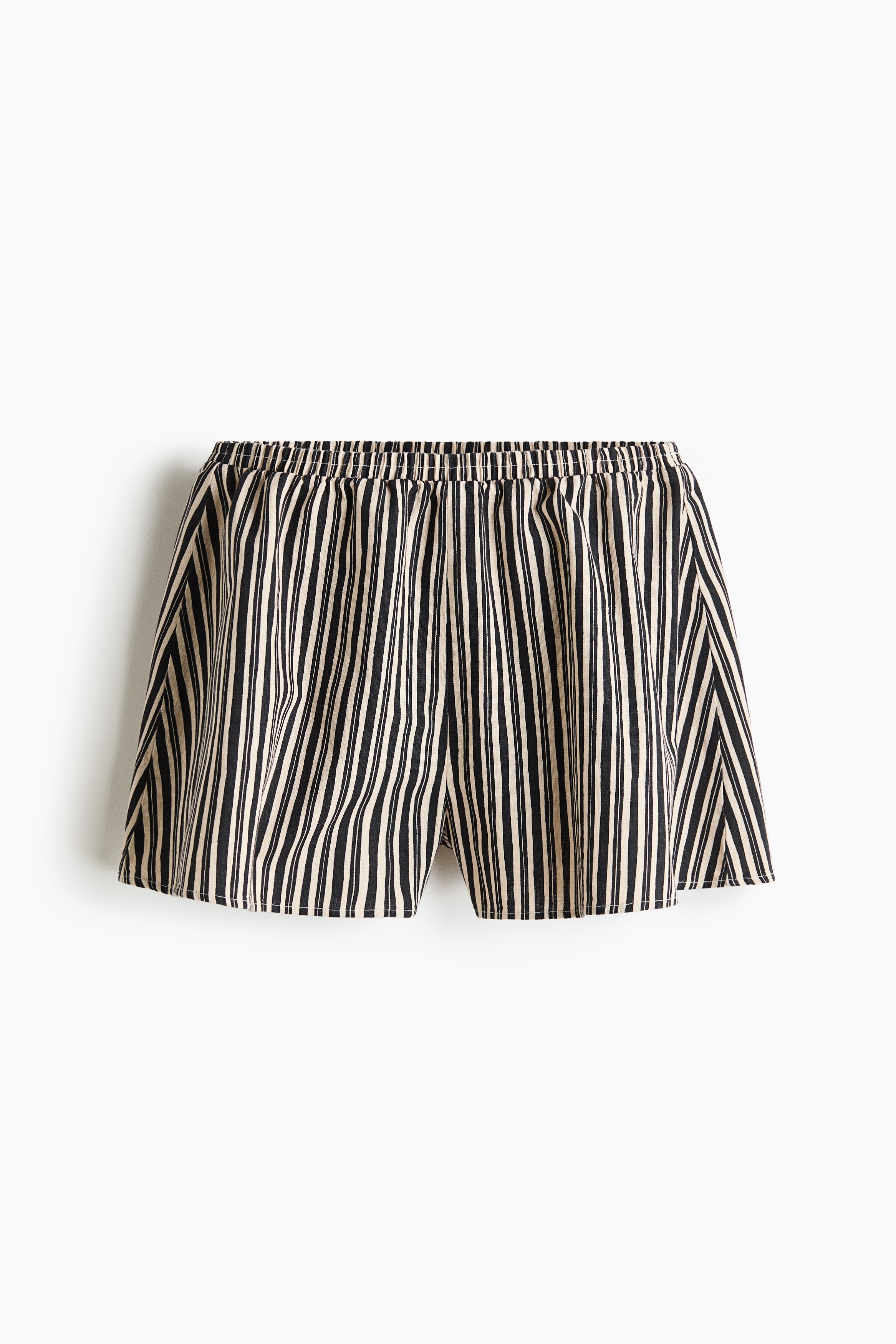 Linen-Blend Shorts - Dark gray/striped