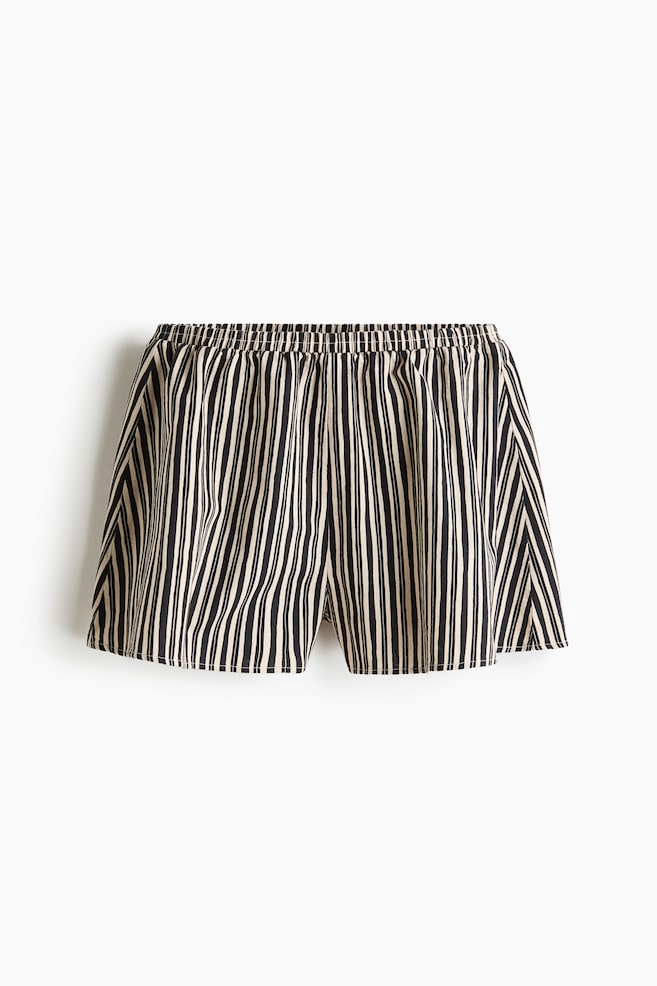 Shorts en mezcla de lino - Gris oscuro/Rayado - 1
