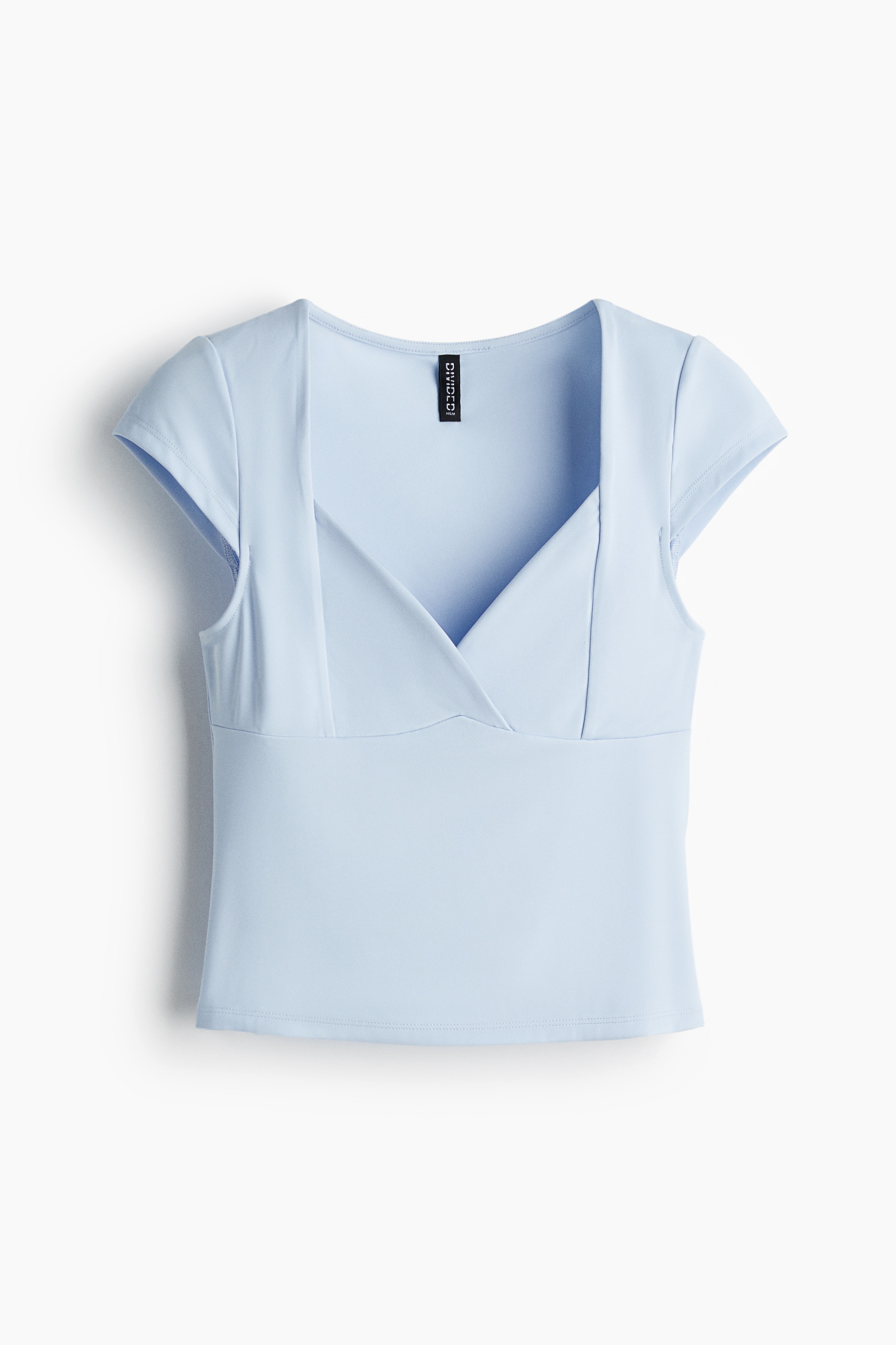 Cap-sleeved top - Light blue/Black/White
