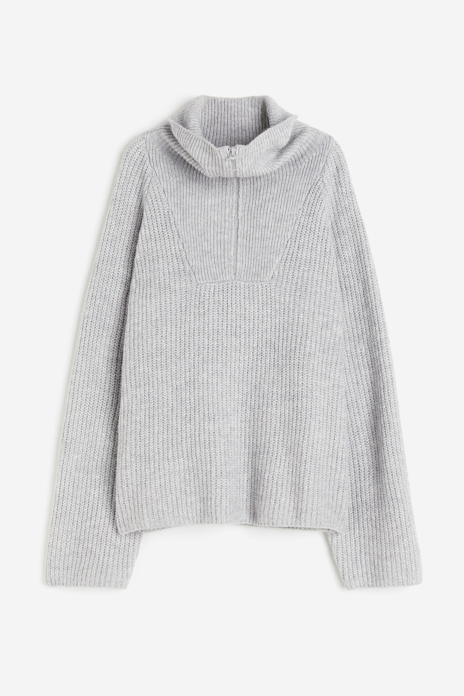 Oversized Half-zip Sweater - Light gray