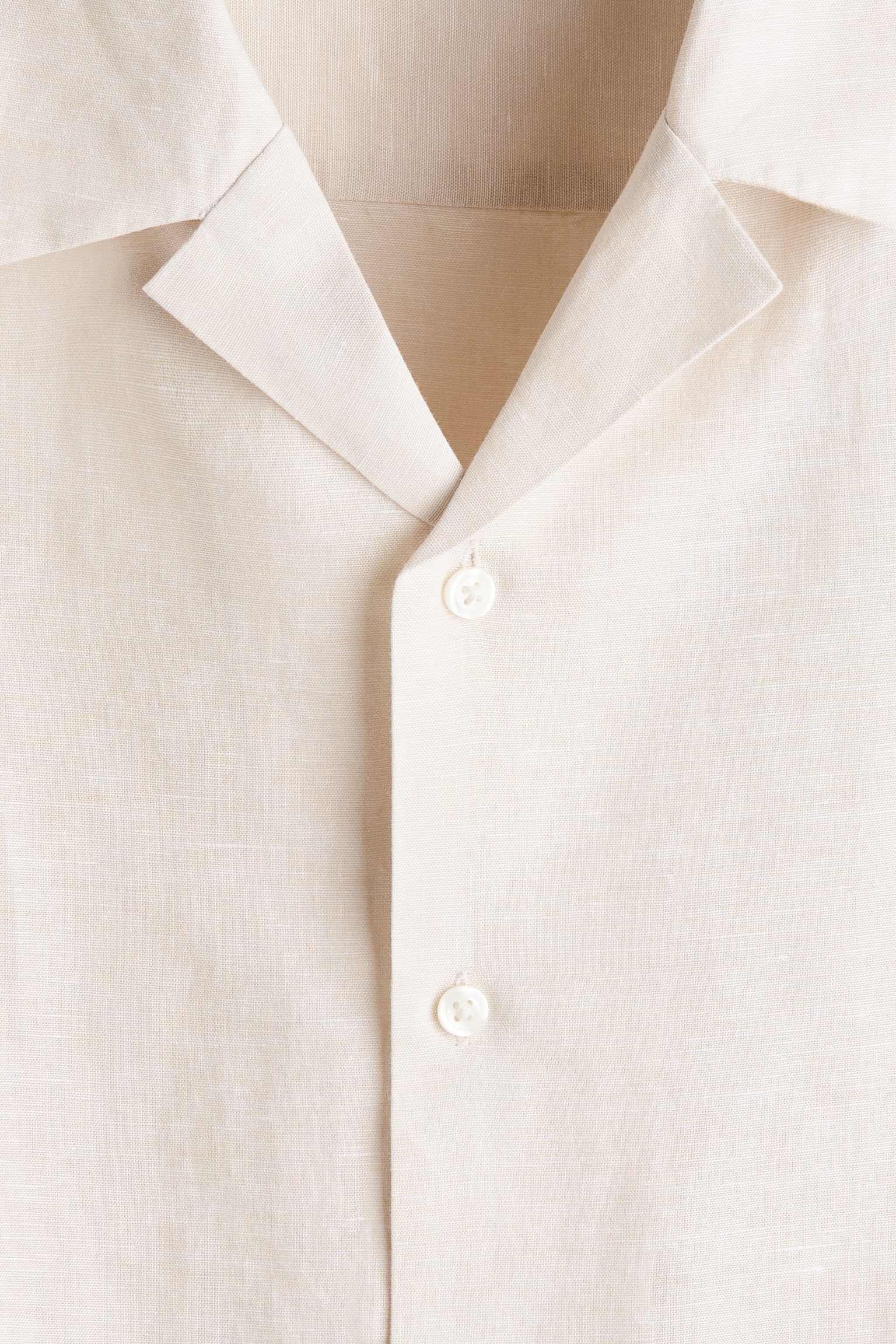 Chemise Relaxed Fit en lin mélangé avec col cubain - Beige clair/Noir/Vert kaki foncé/Blanc/rayé - 7