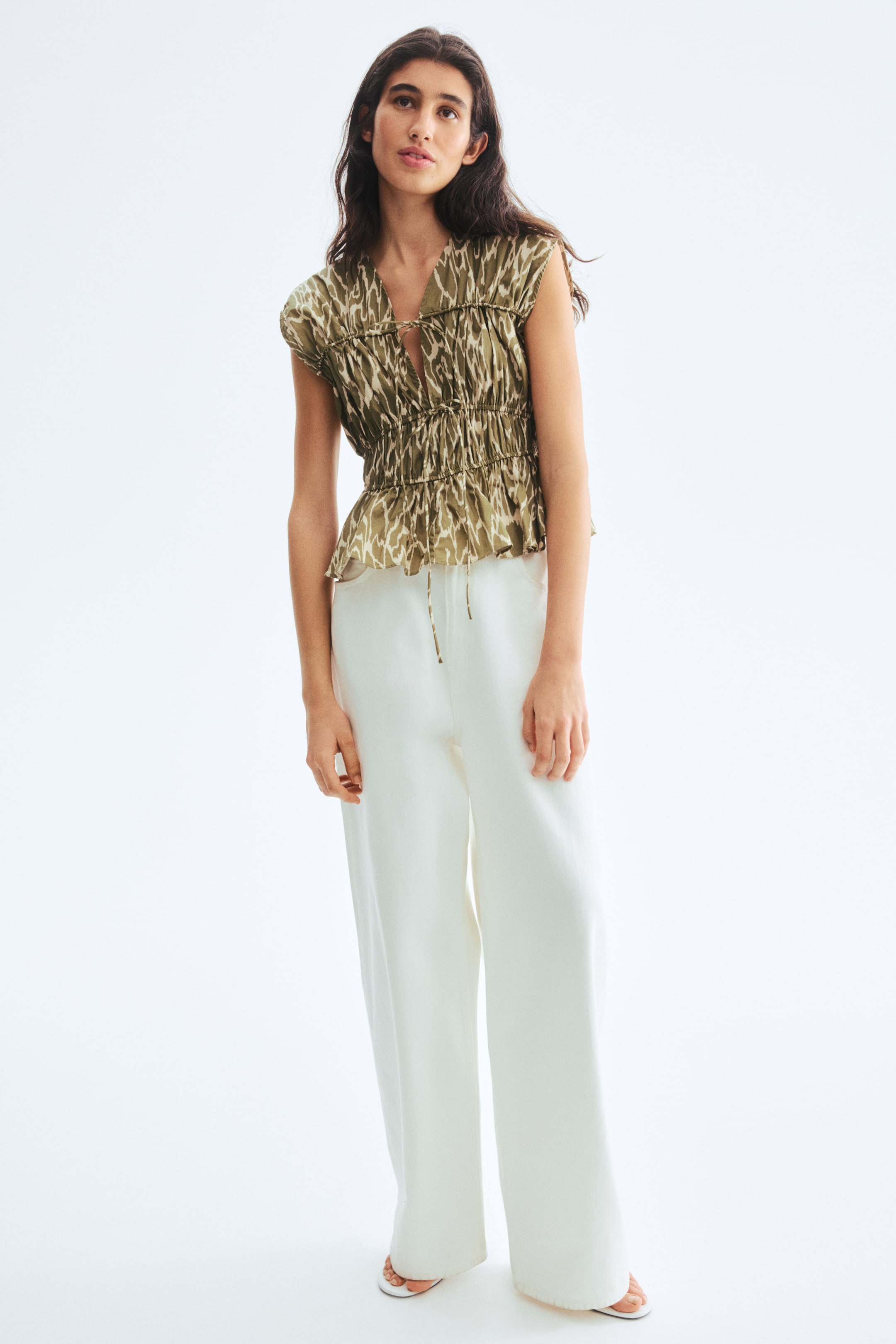 Drawstring Poplin Blouse