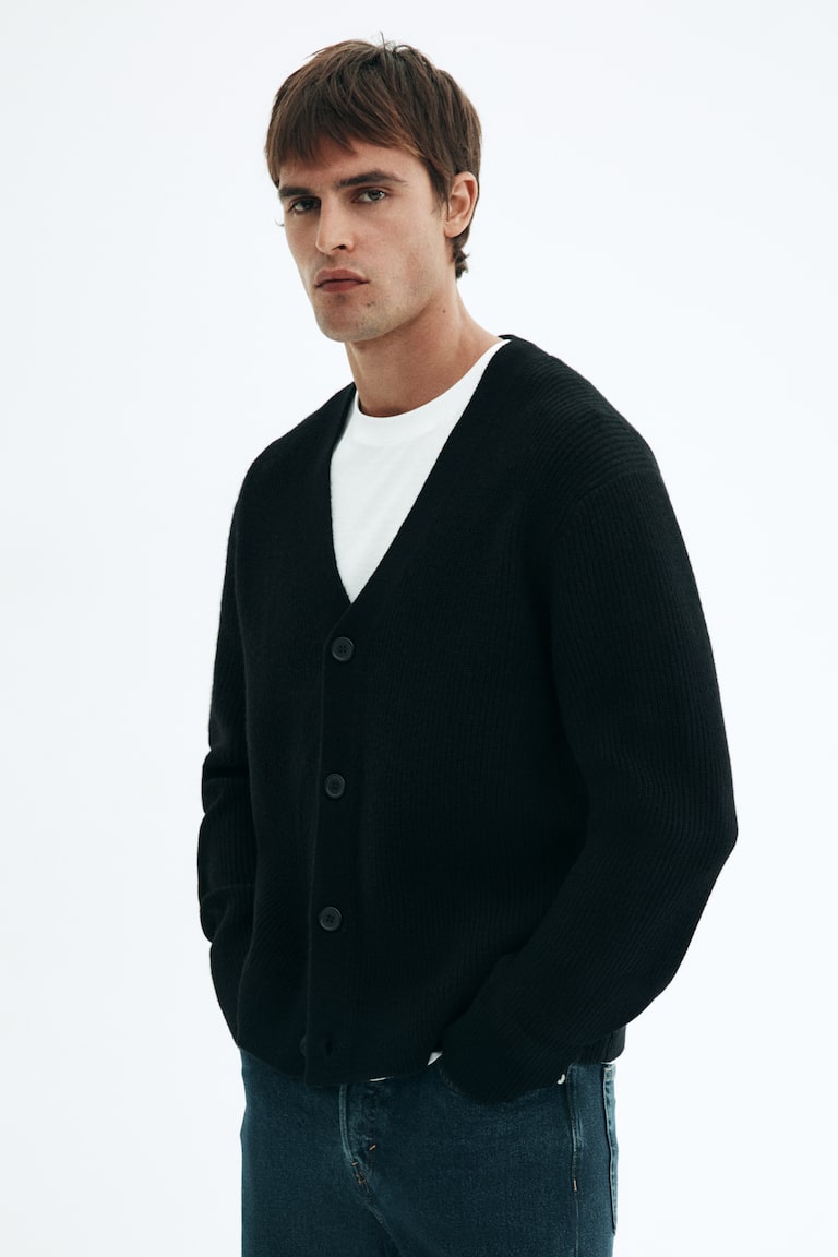 レギュラーフィット ウールカーディガン - ブラック | H&M JP