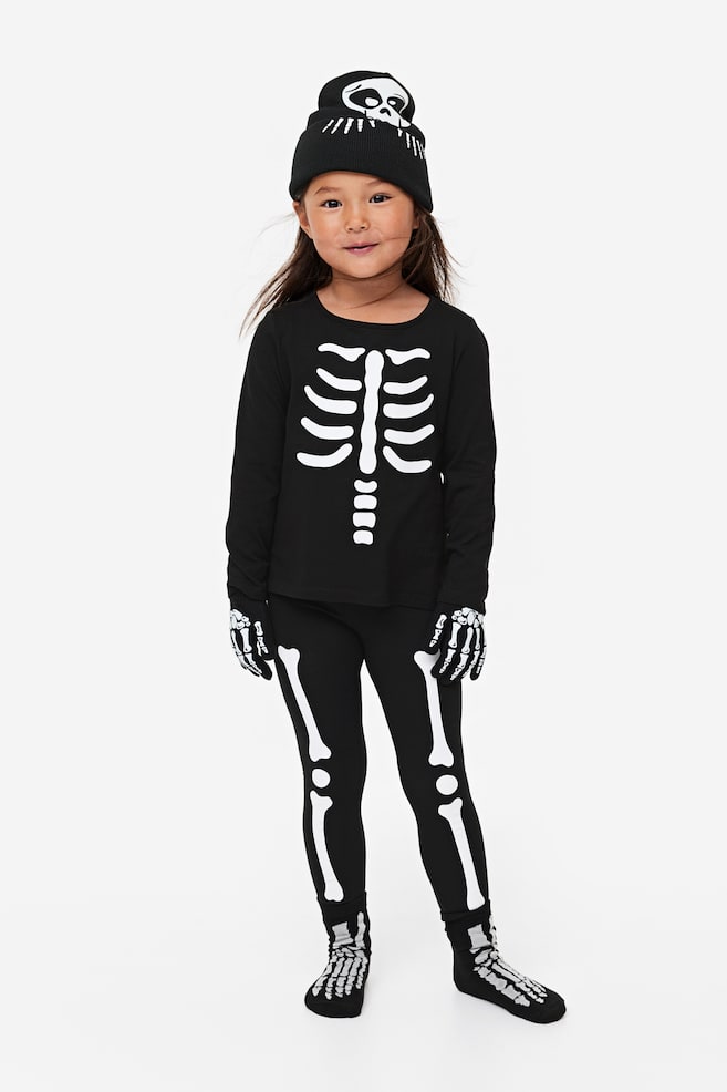 2-piece printed jersey set - Black/Skeleton - 2