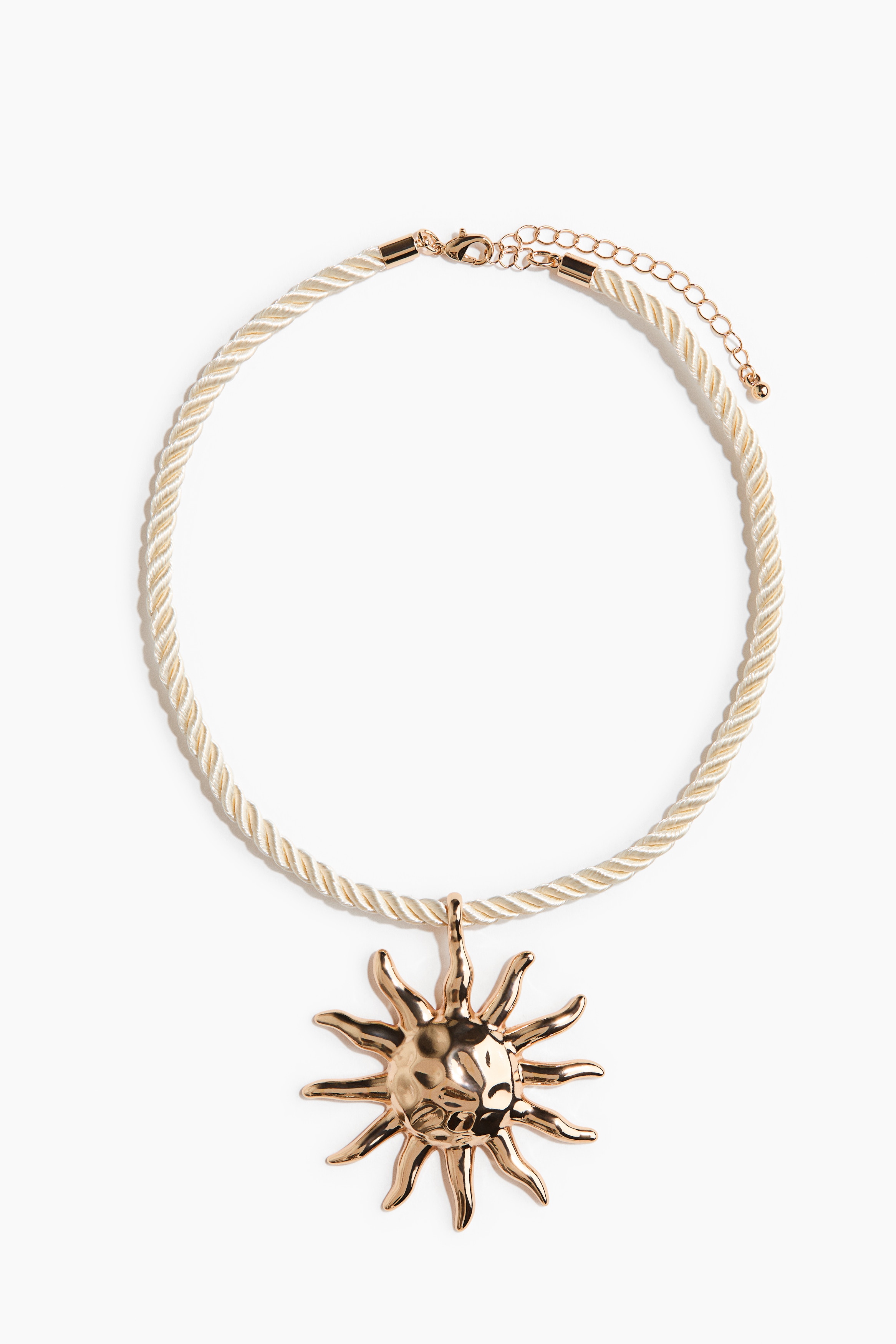 Rope Necklace with Pendant - Cream/sun
