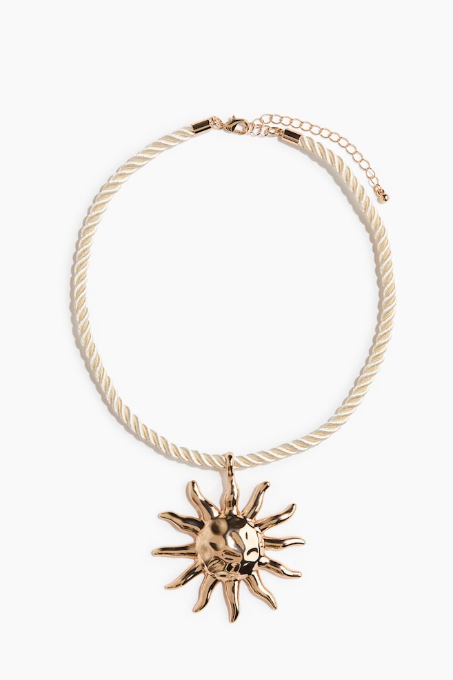 Rope Necklace with Pendant - Cream/sun - 1
