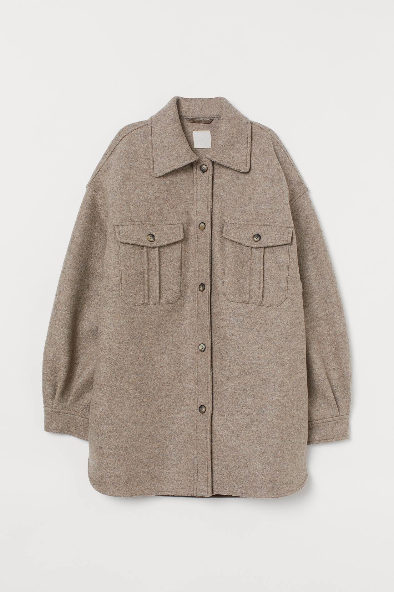Blusenjacke aus Wolle Greige Ladies H&M DE